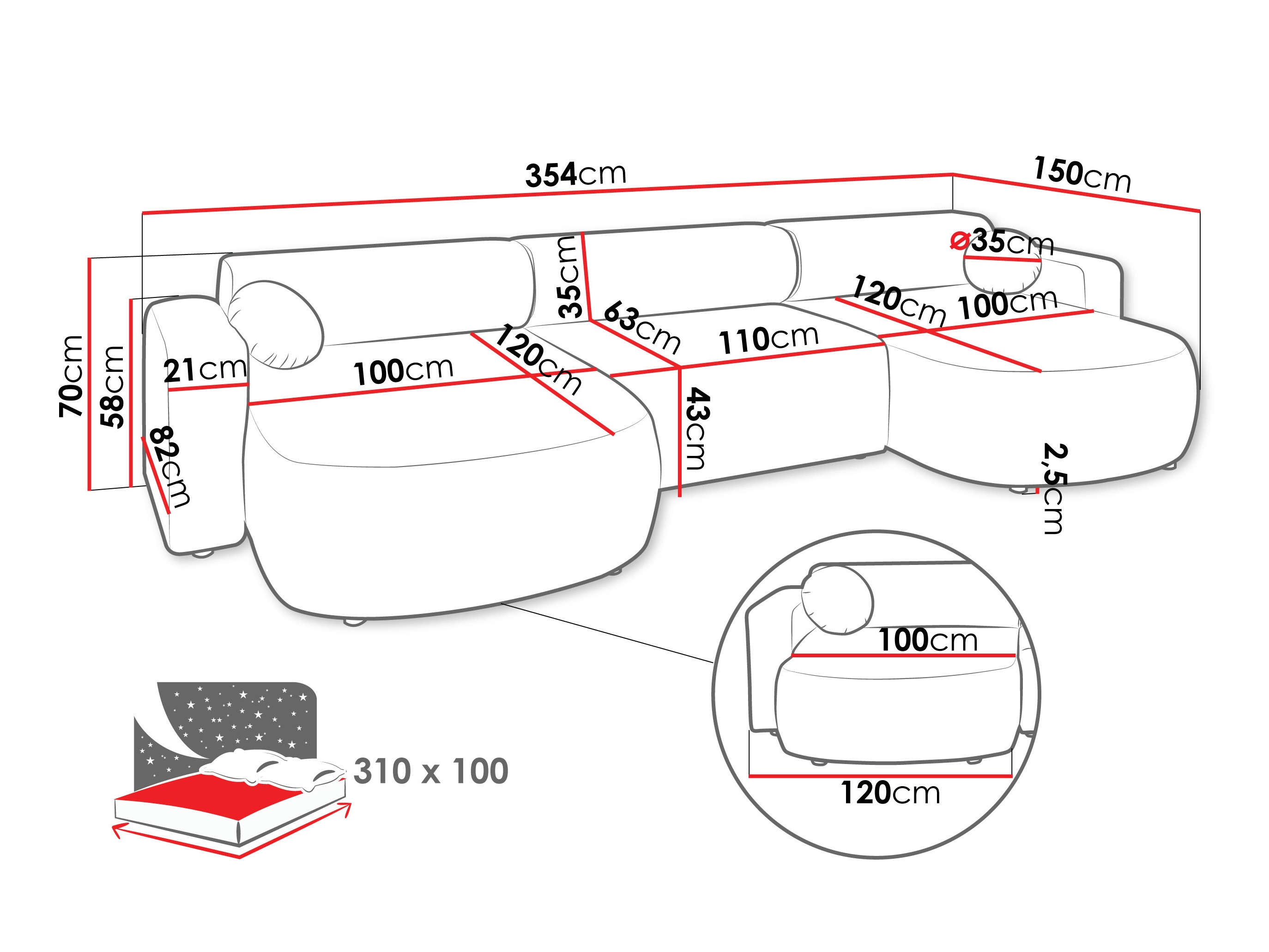 Corner sofa Comfivo Corus I (Velo 623)