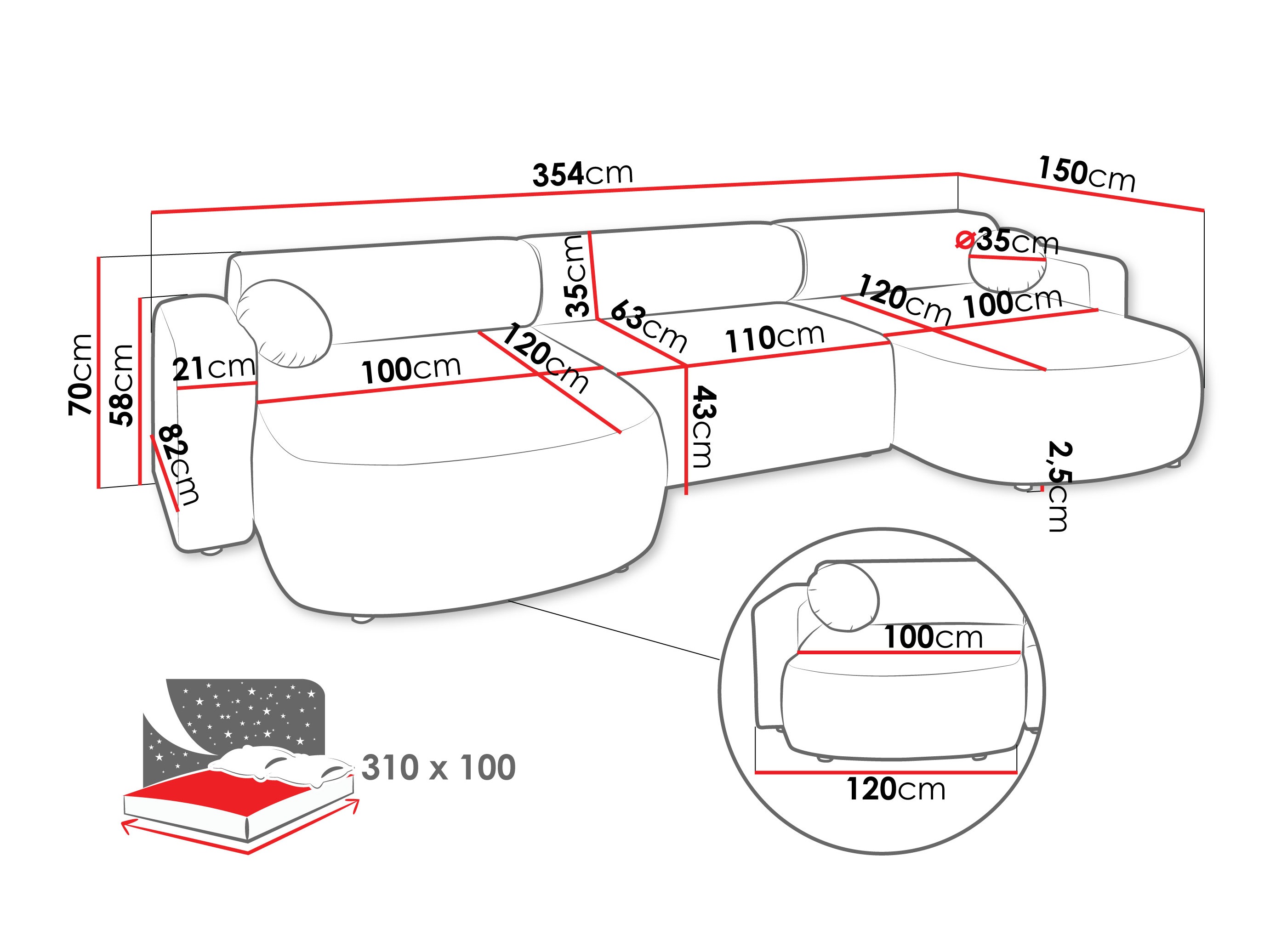 Corner sofa Comfivo Corus I (Velo 635)