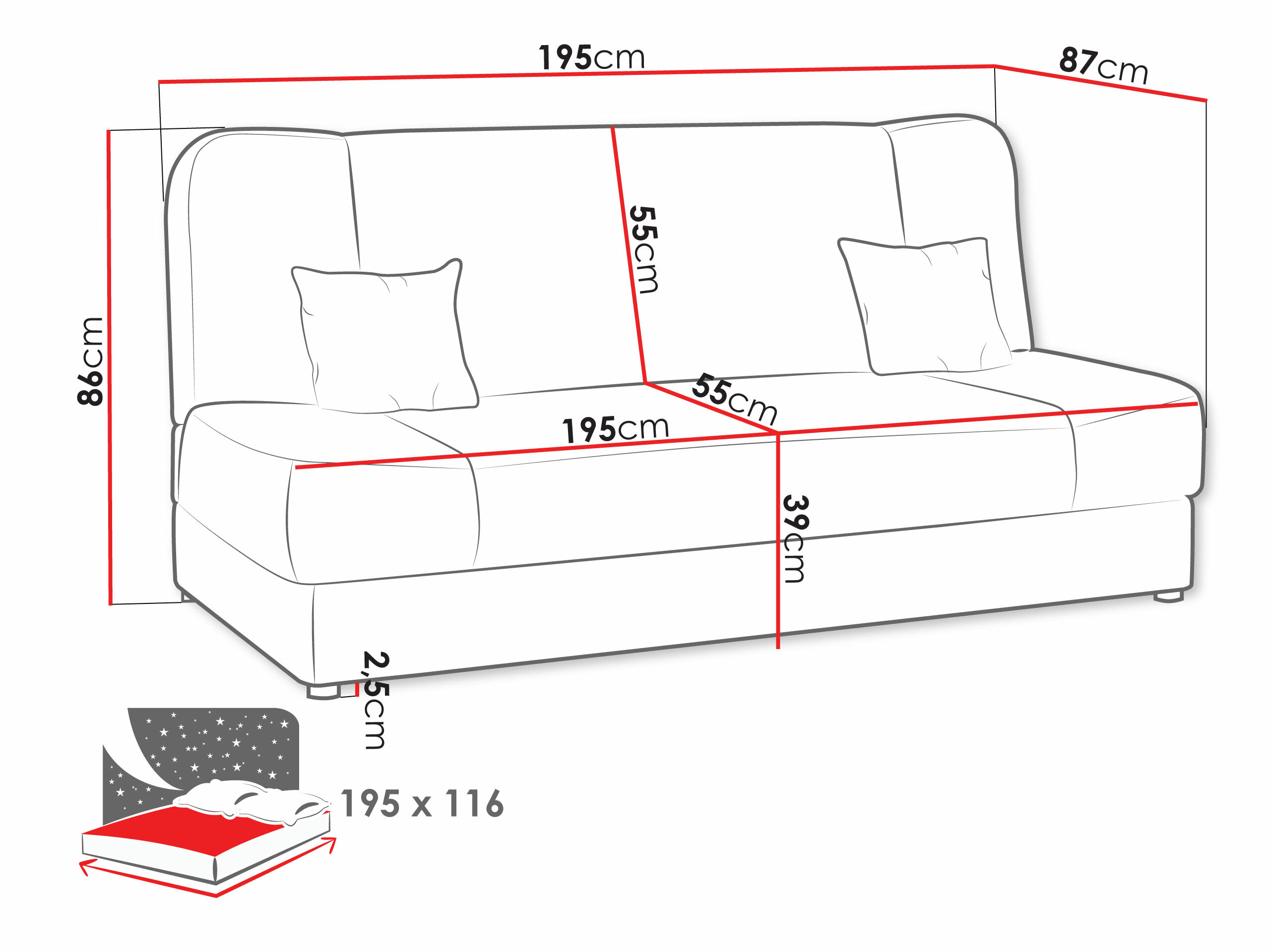 Sofa bed Comfivo Cera II (Baloo 2074)