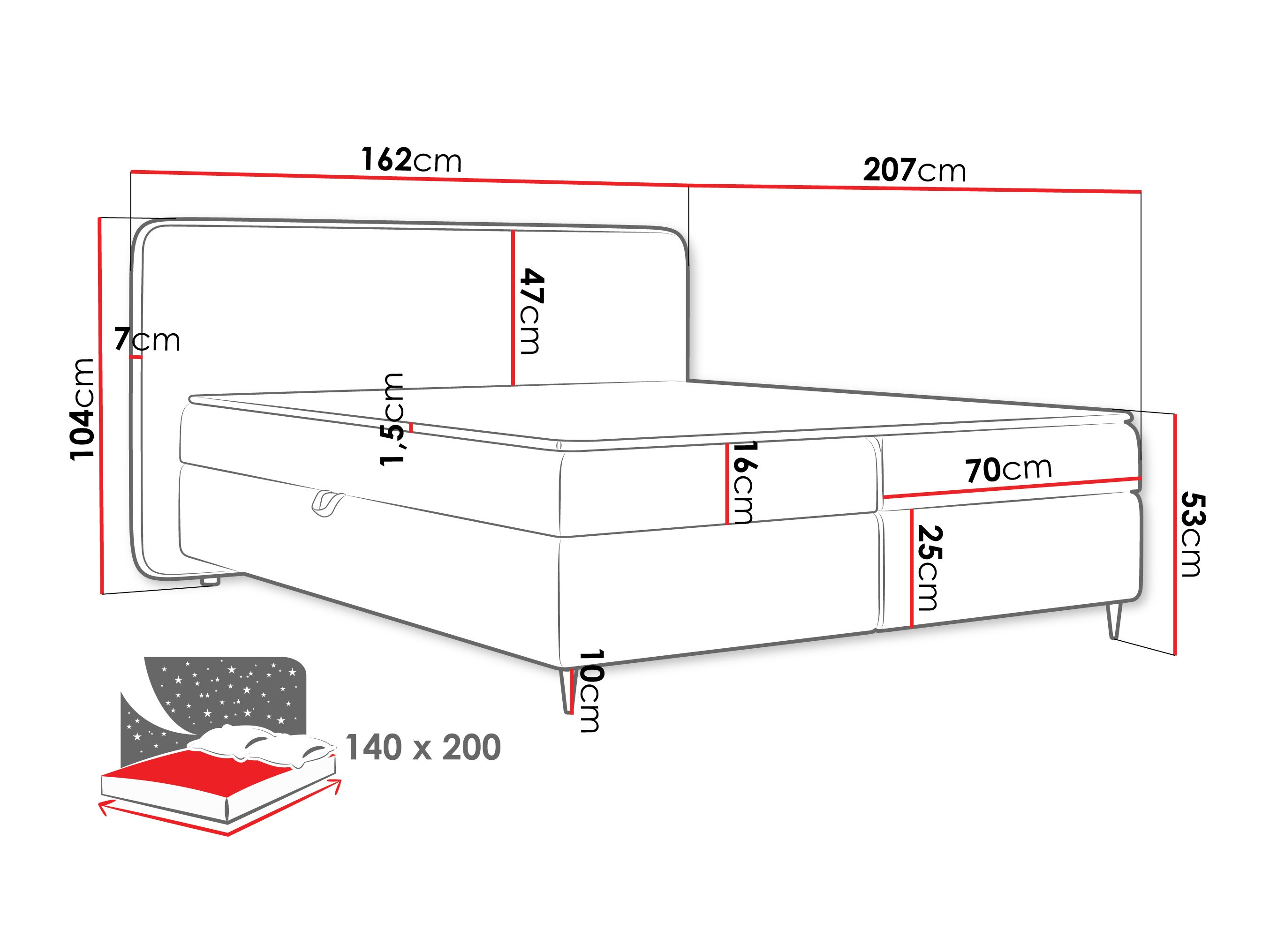 Continental bed Stonecrest 108 (Taro 01)