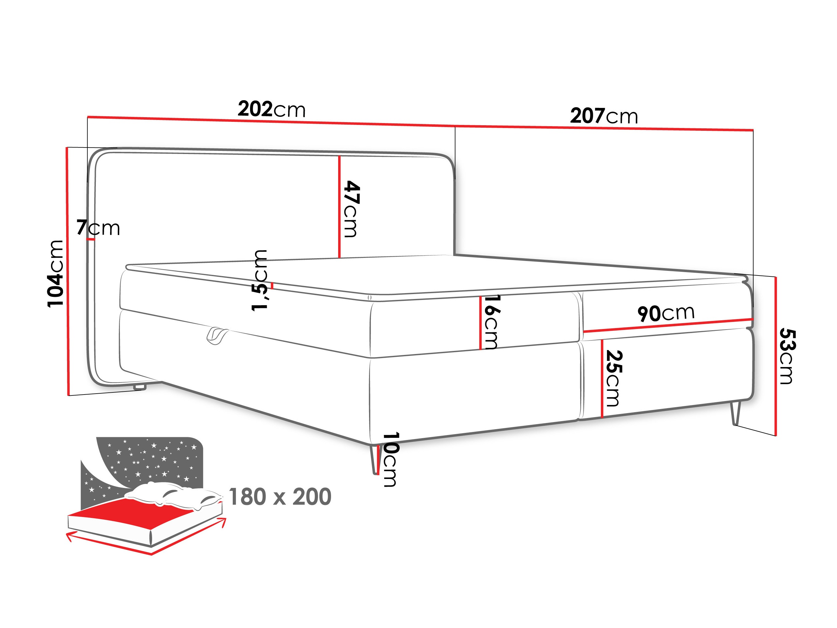 Continental bed Stonecrest 108 (Taro 01)