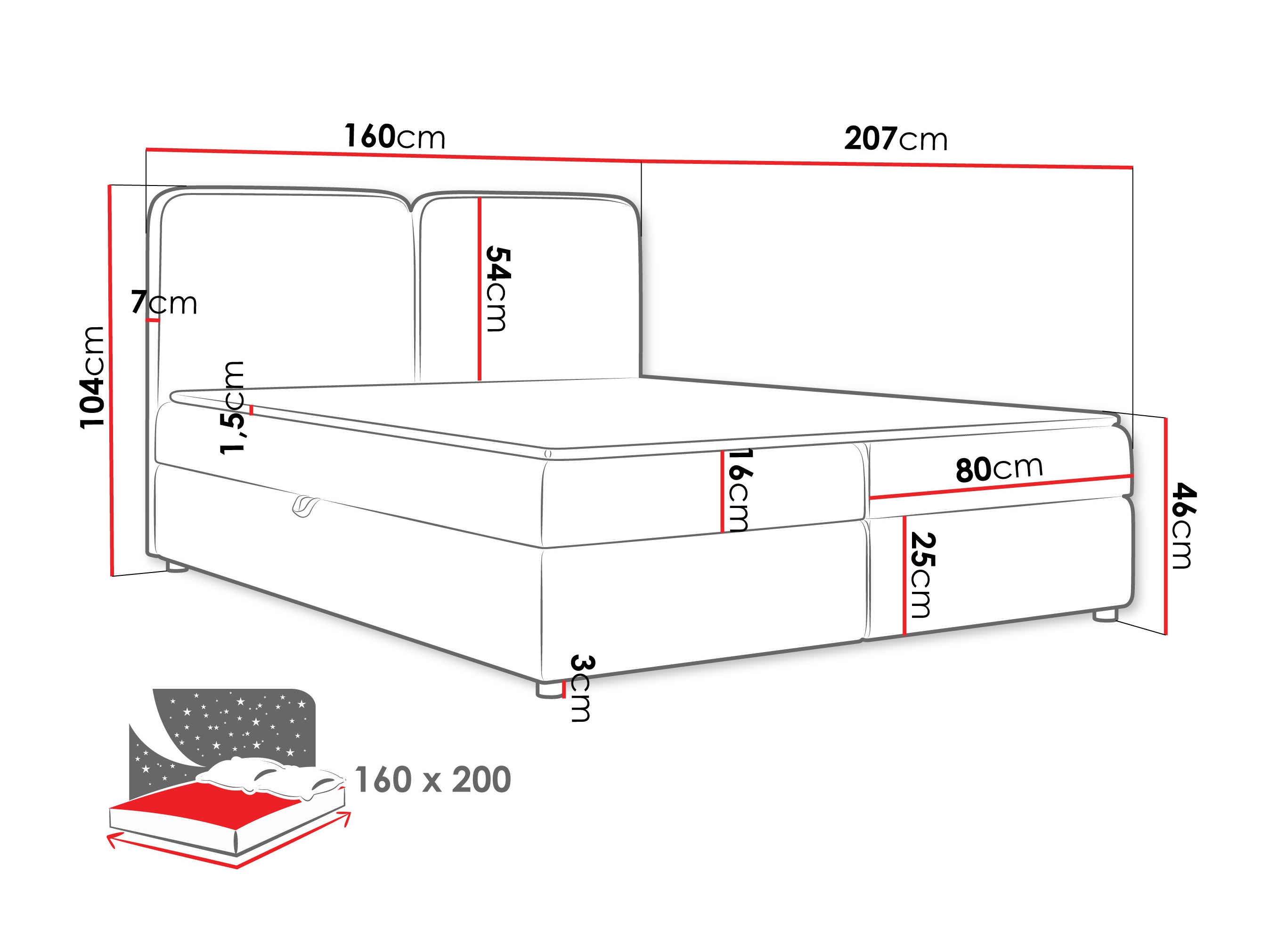 Continental bed Stonecrest 109 (Taro 01)