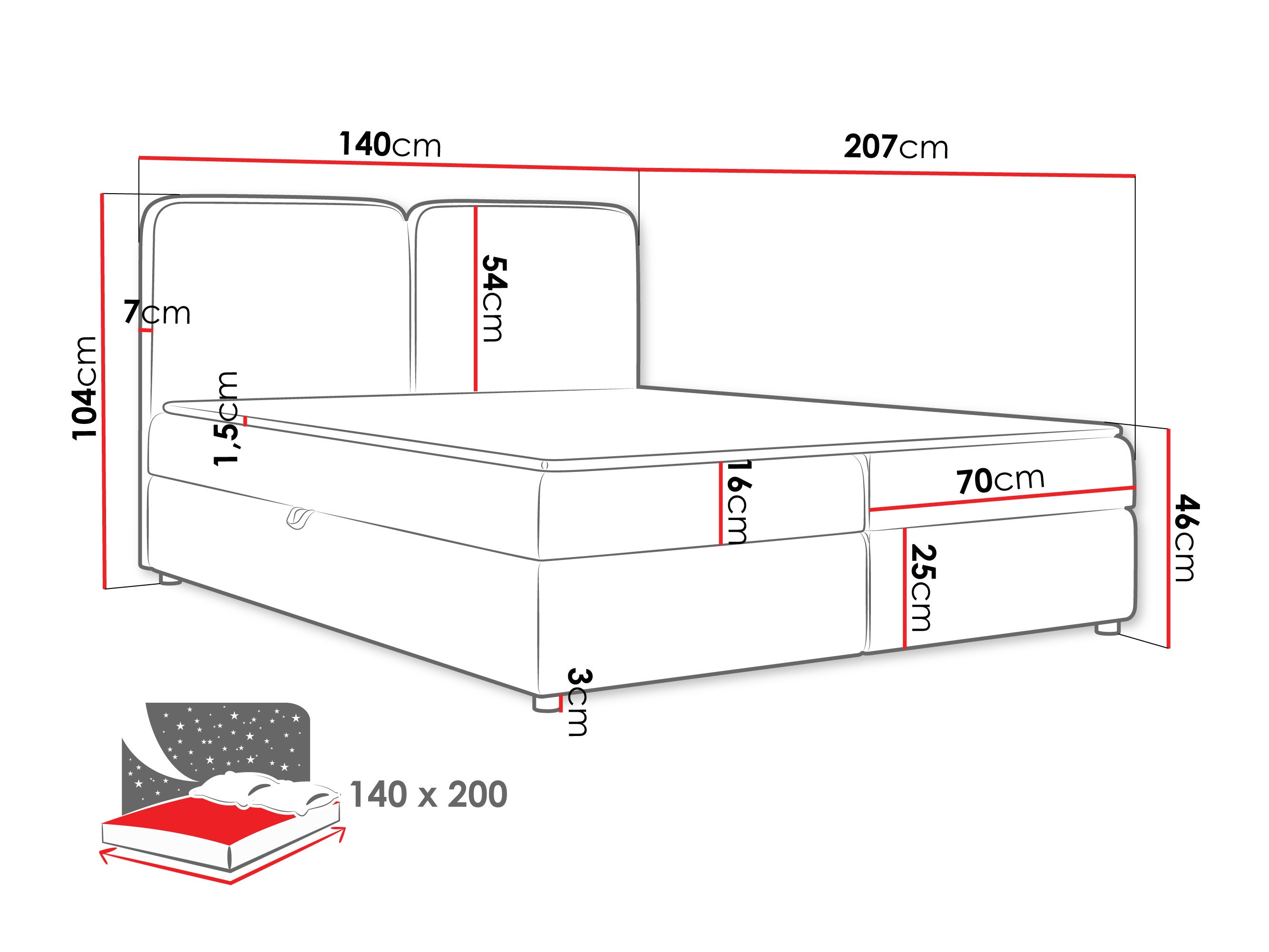 Continental bed Stonecrest 109 (Taro 33)