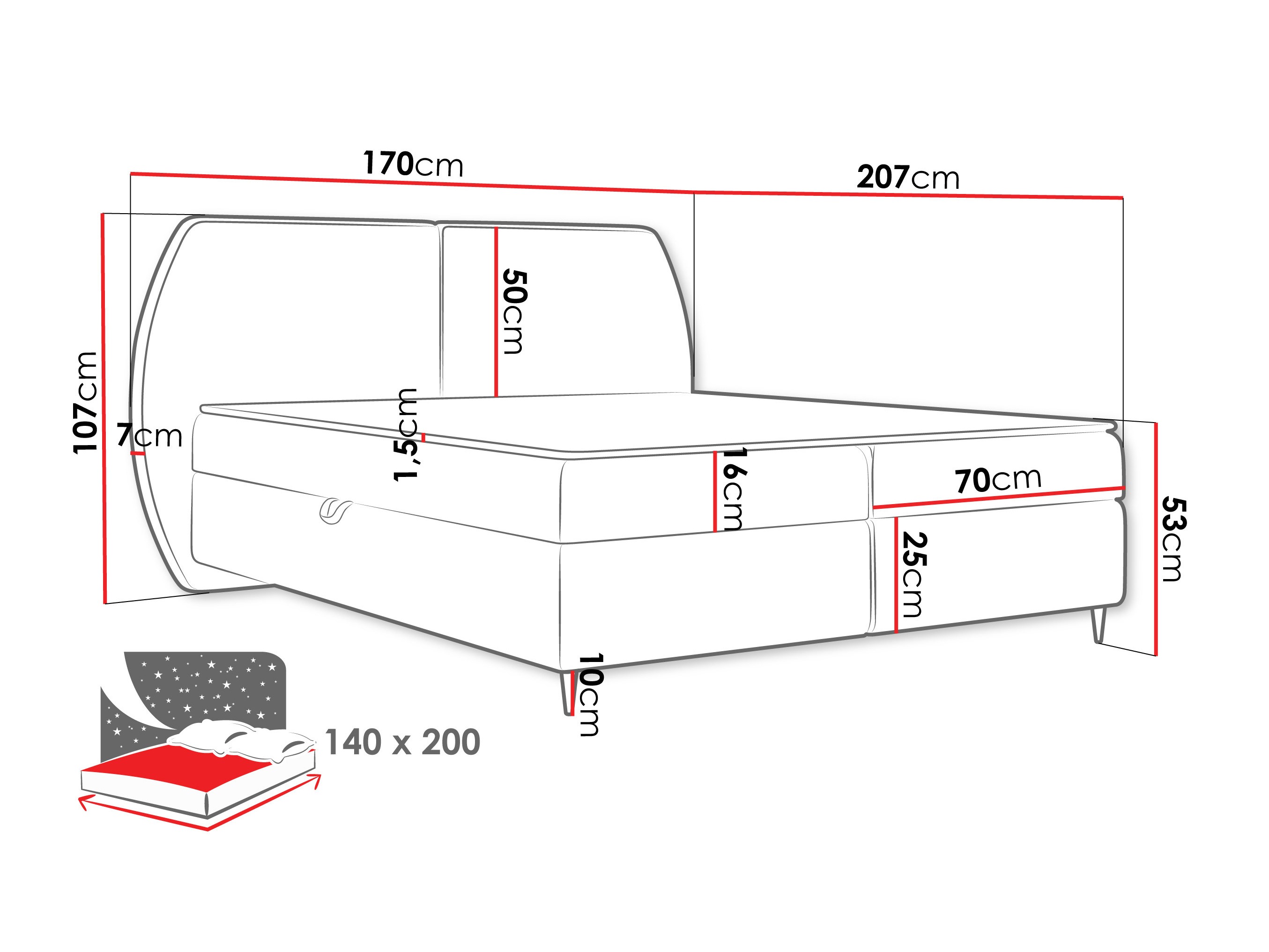Continental bed Stonecrest 110 (Wave 01)