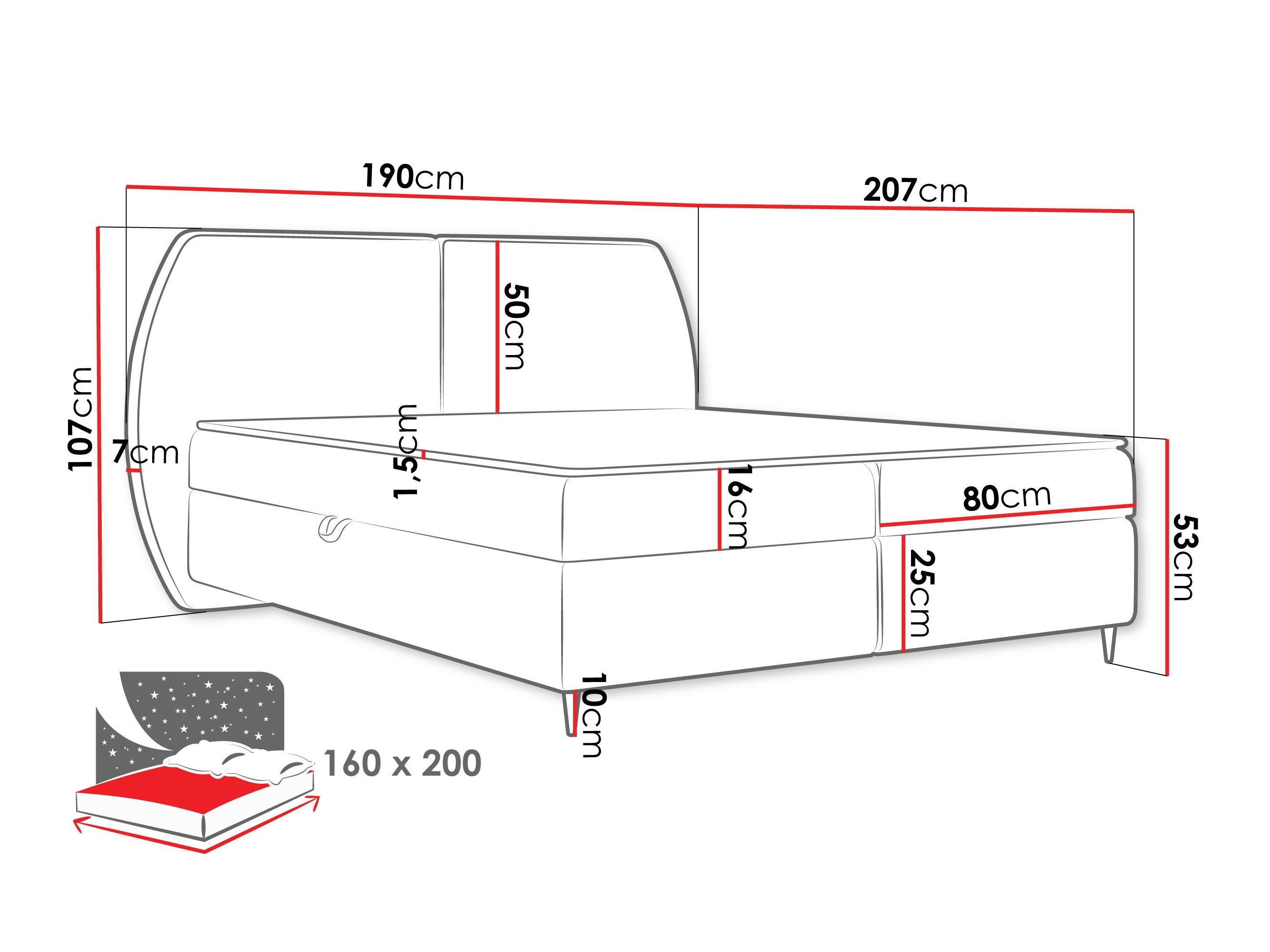Continental bed Stonecrest 110 (Wave 01)