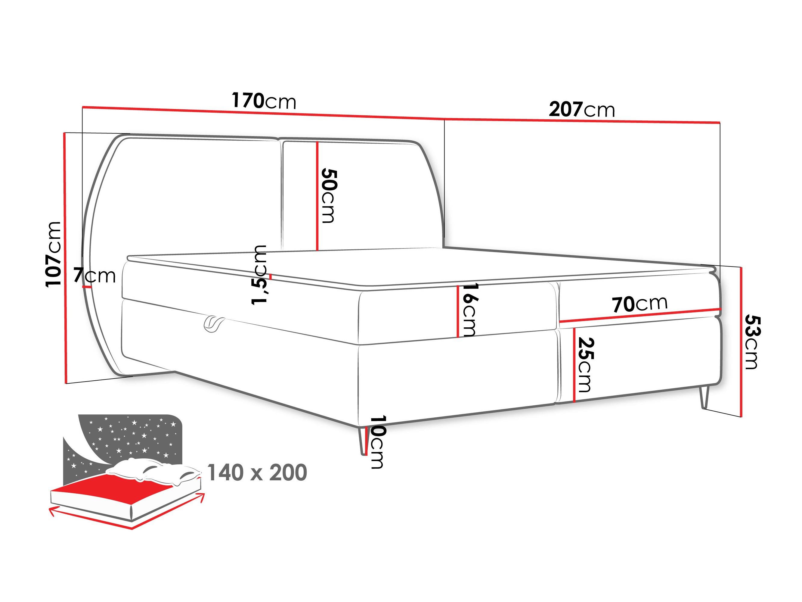 Continental bed Stonecrest 110 (Wave 02)