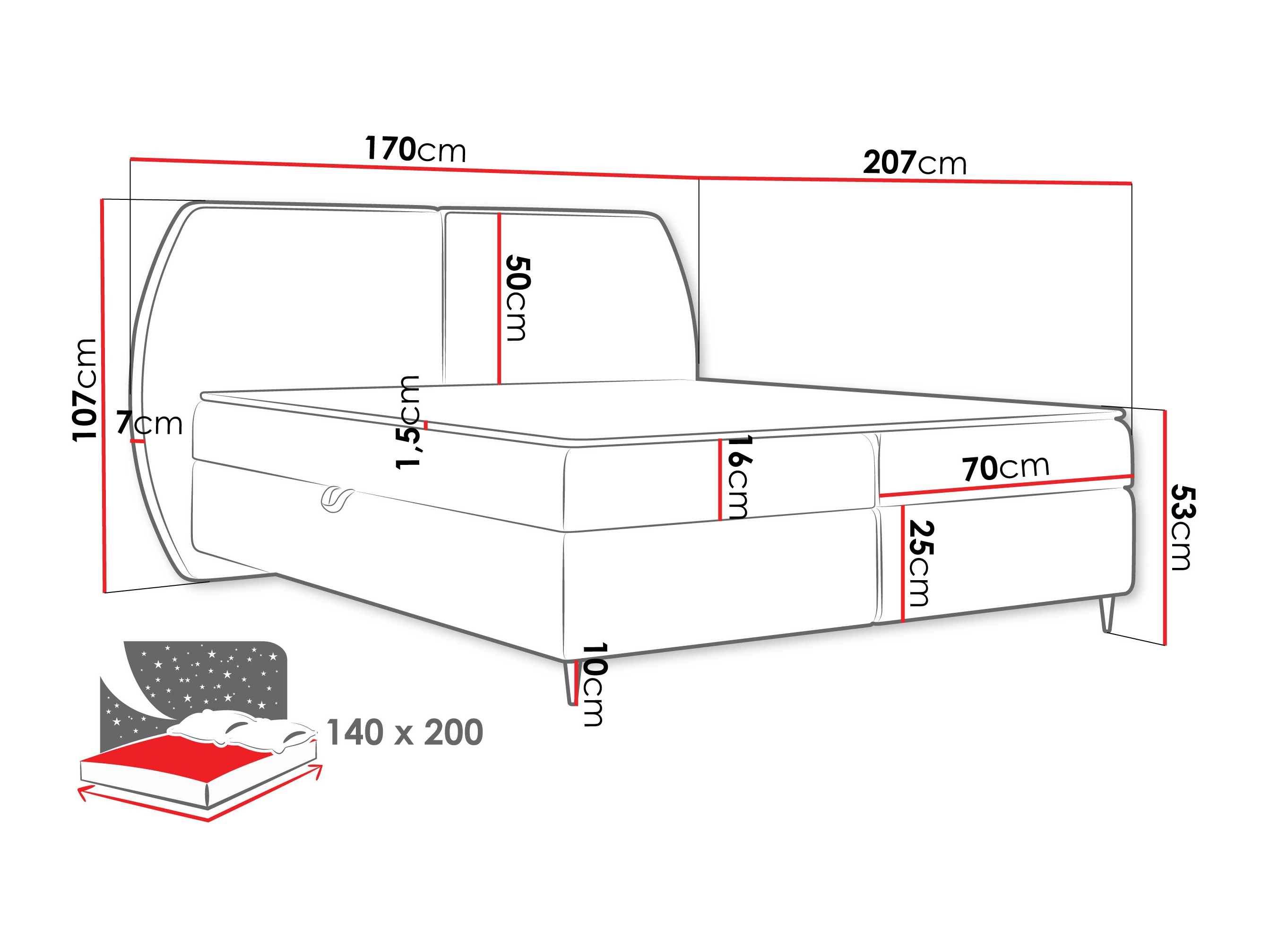 Continental bed Stonecrest 110 (Wave 04)