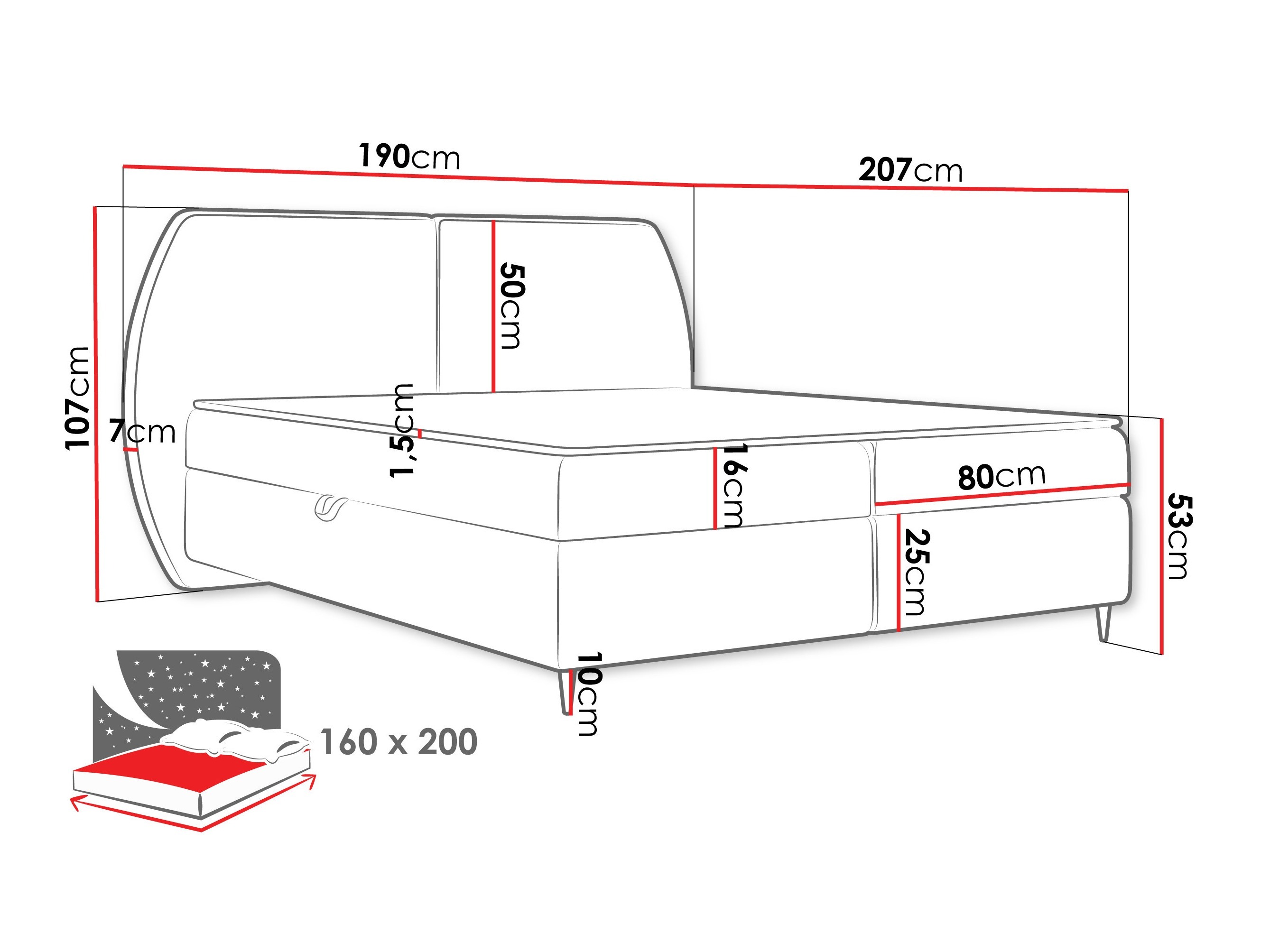 Continental bed Stonecrest 110 (Wave 09)