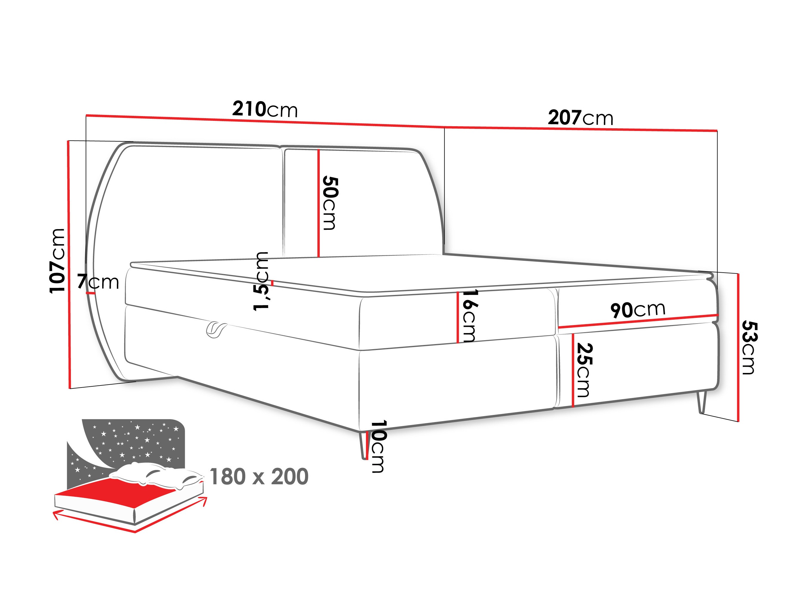 Continental bed Stonecrest 110 (Wave 09)