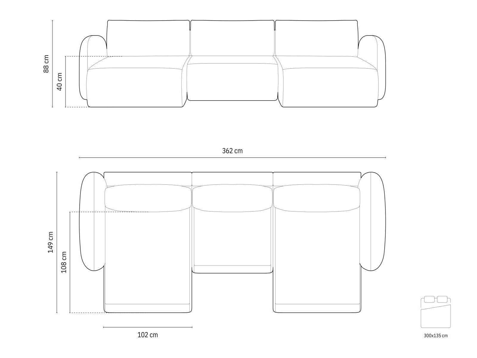 Corner sofa Franklin 208 (Magic Velvet 2224)