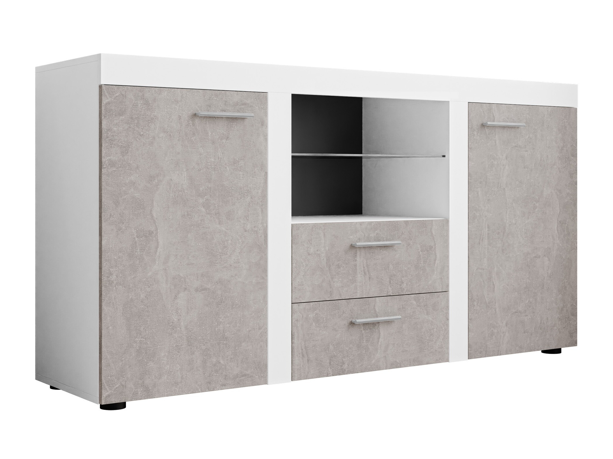 Chest of drawers Tucson 104 (White + Concrete)