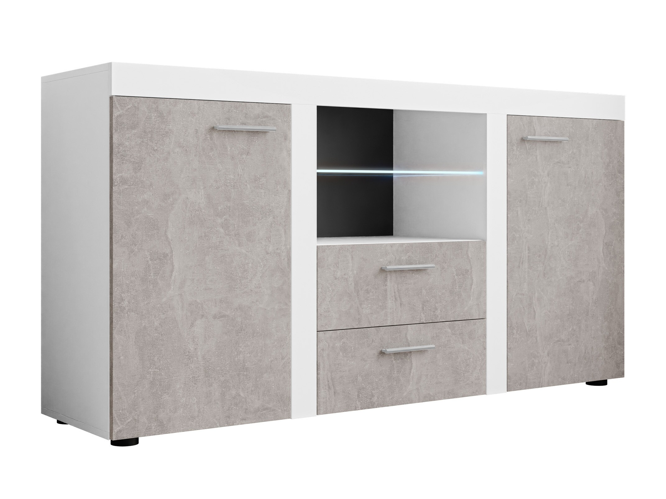 Chest of drawers Univio (White + Concrete)