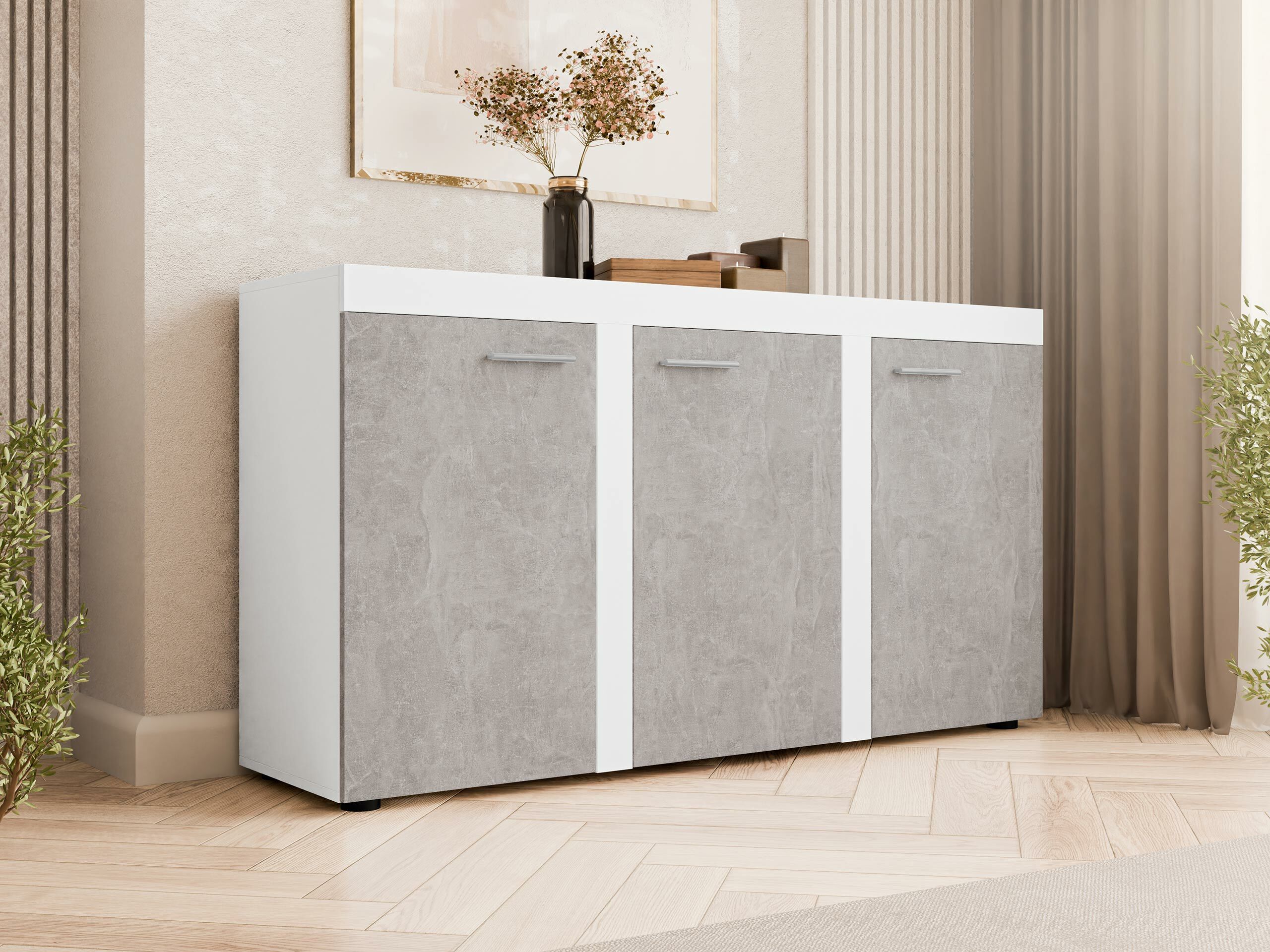 Sideboard Univio I (White + Concrete)