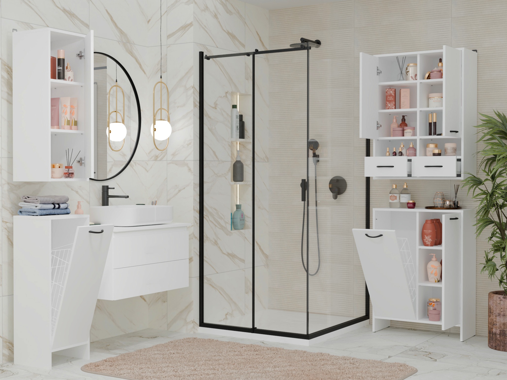 Standing bathroom cabinet Servou 111 (White)