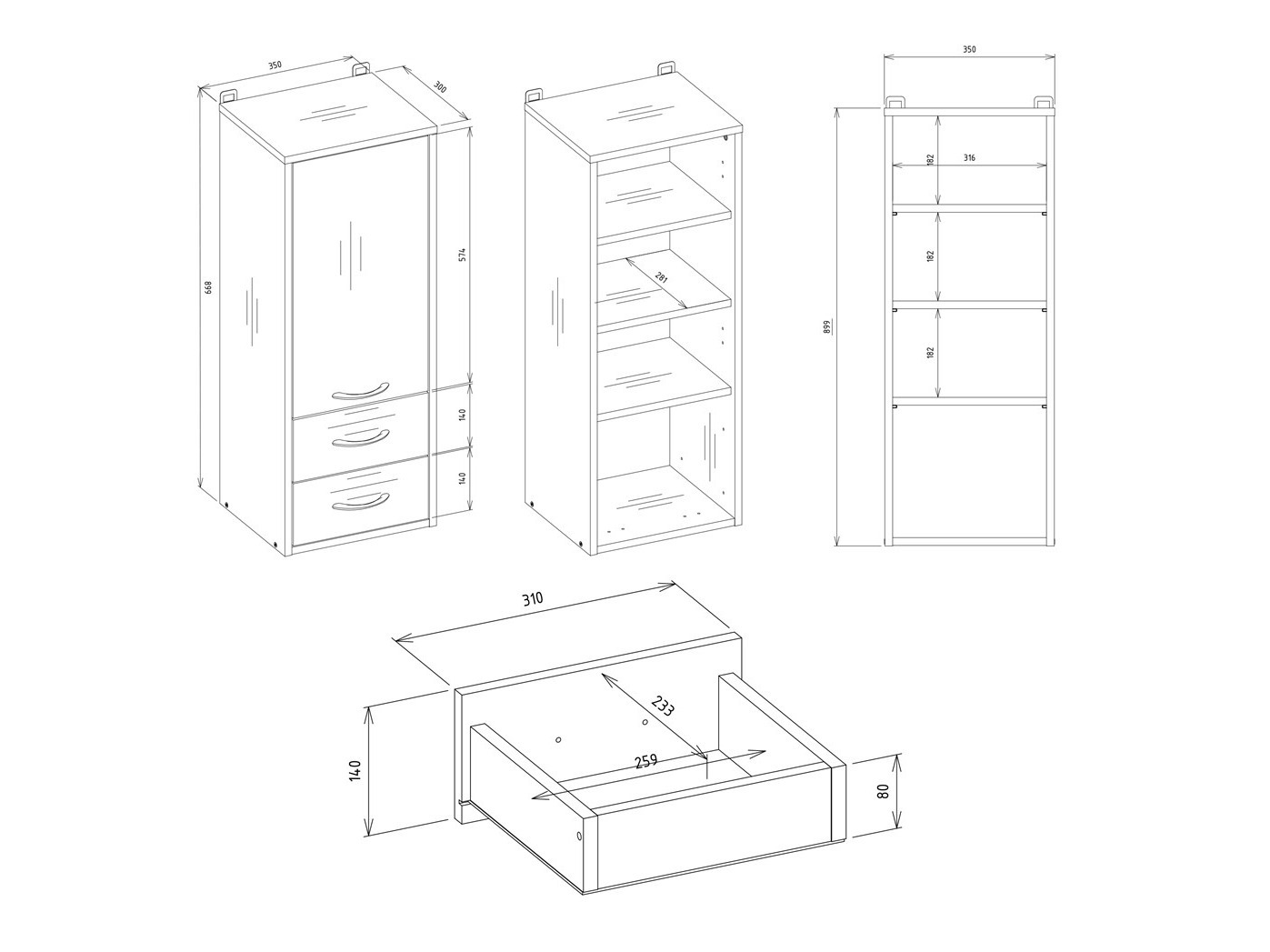 Wall-mounted bathroom cabinet Servou 105