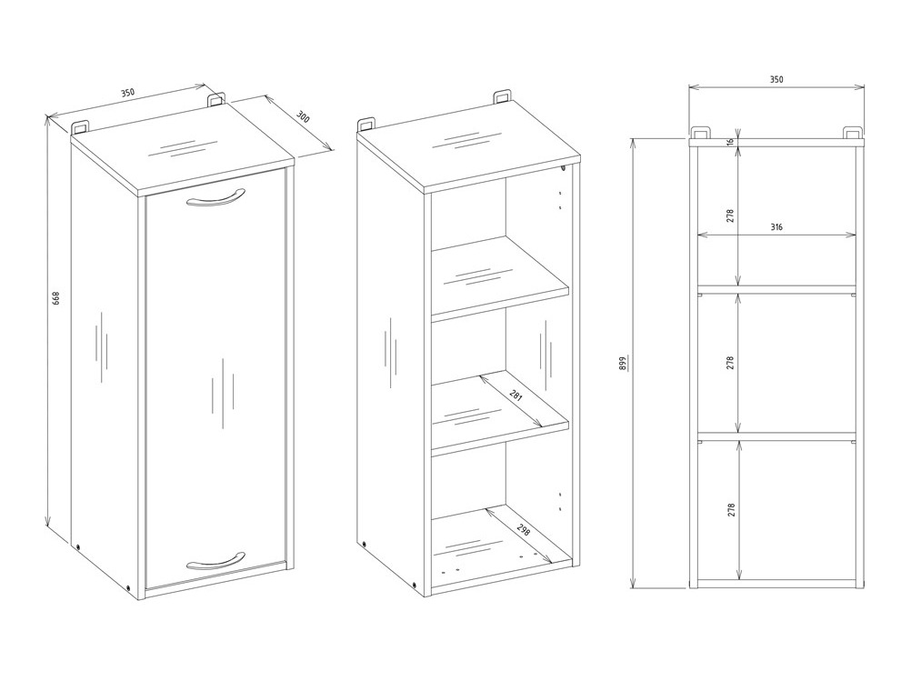 Wall-mounted bathroom cabinet Servou 107