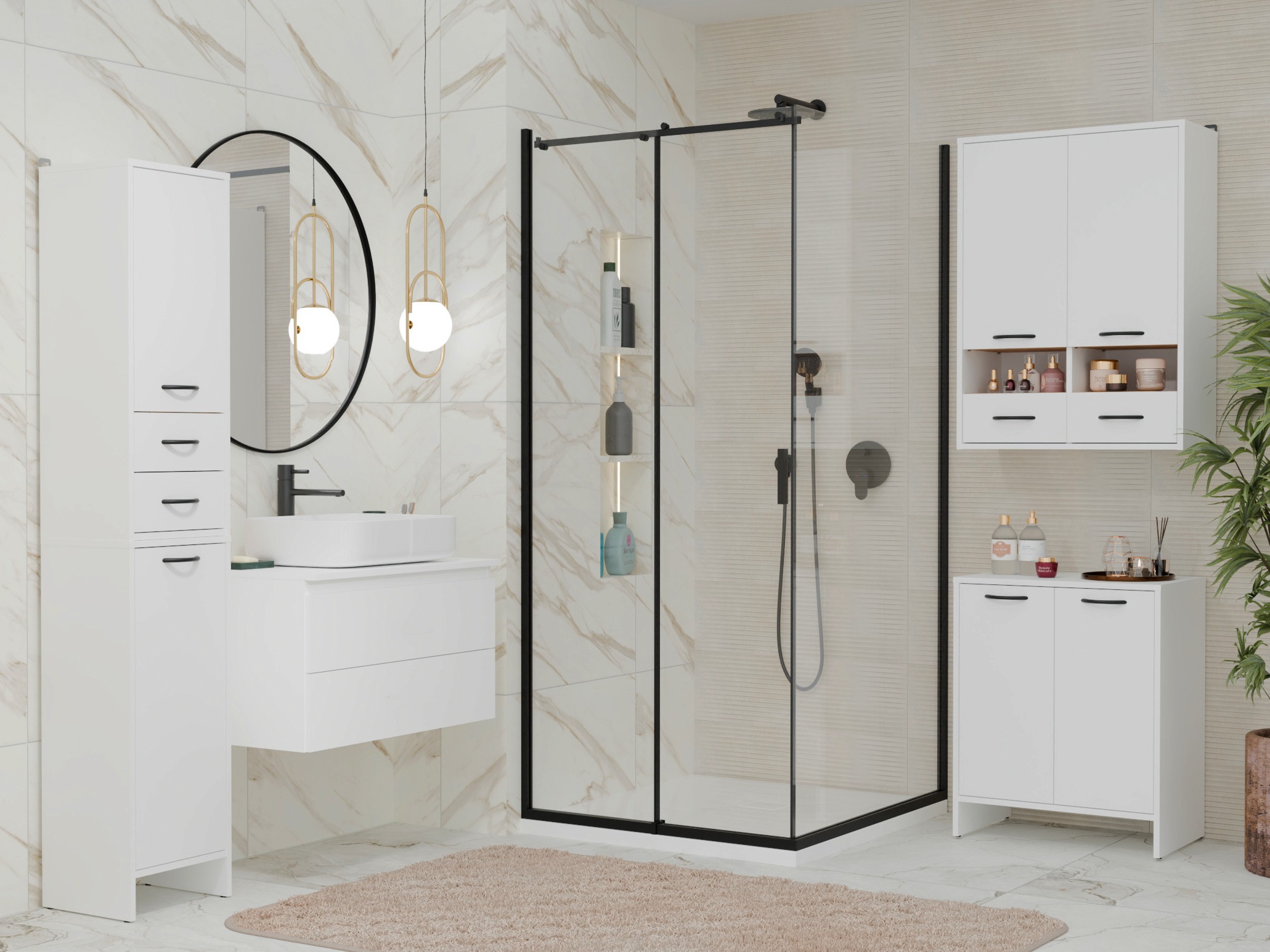 Wall-mounted bathroom cabinet Servou 115 (White)