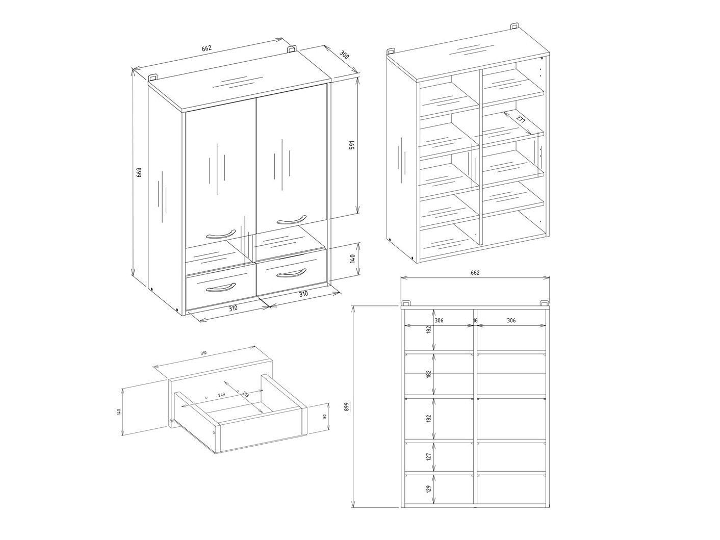 Wall-mounted bathroom cabinet Servou 116 (White)