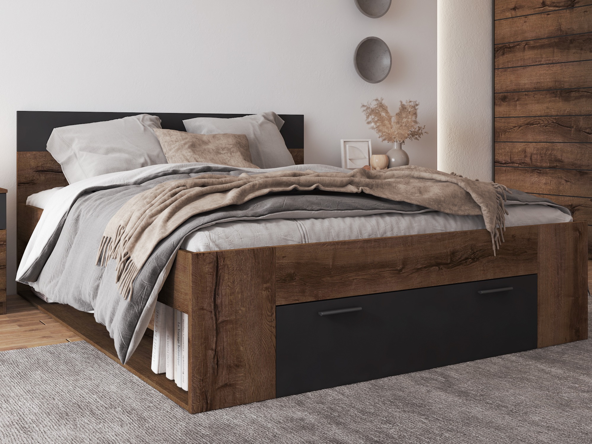 Bed Melvele 108 (Monastery oak + Black)