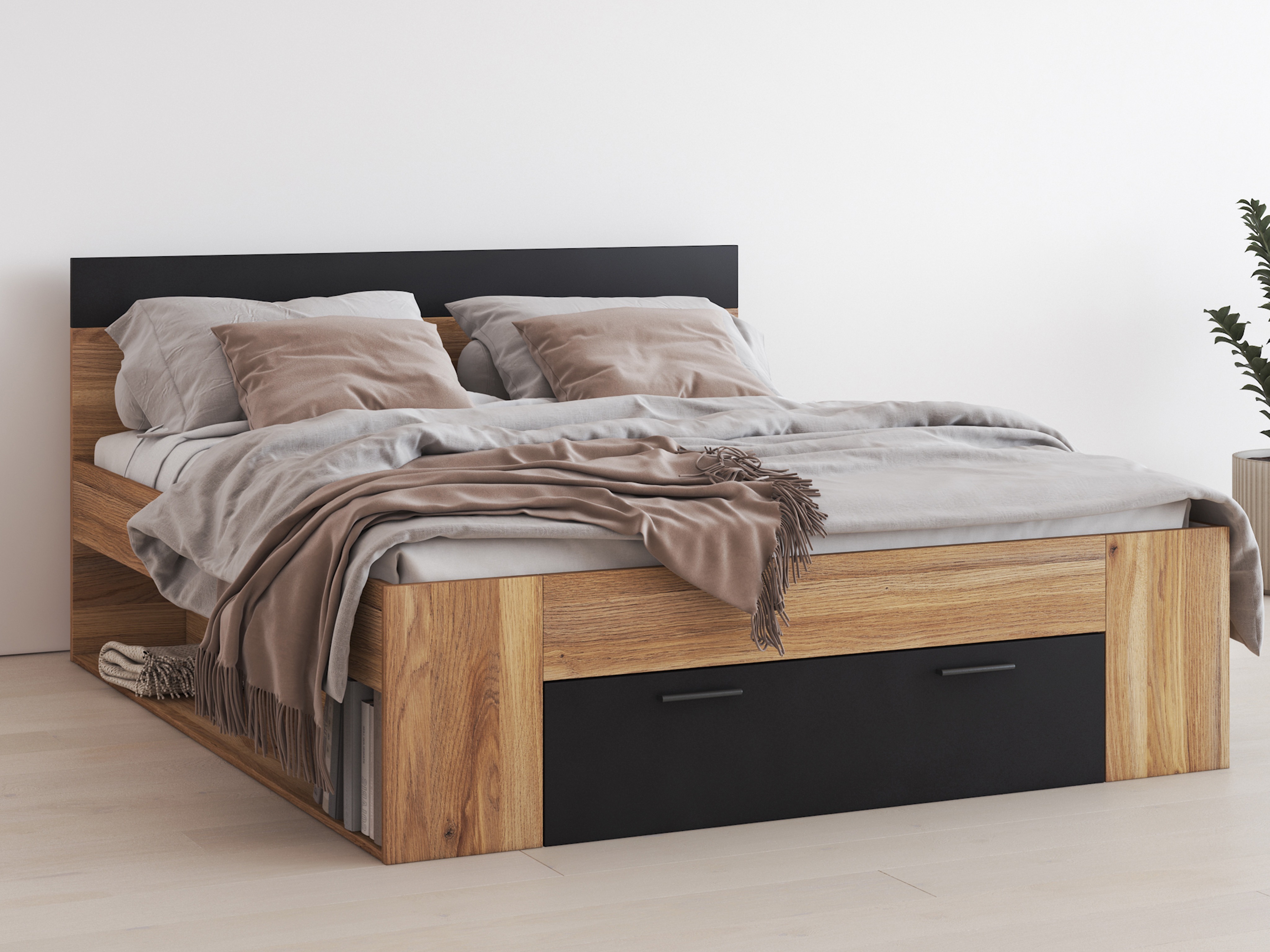 Bed Melvele 108 (Oak + Black)
