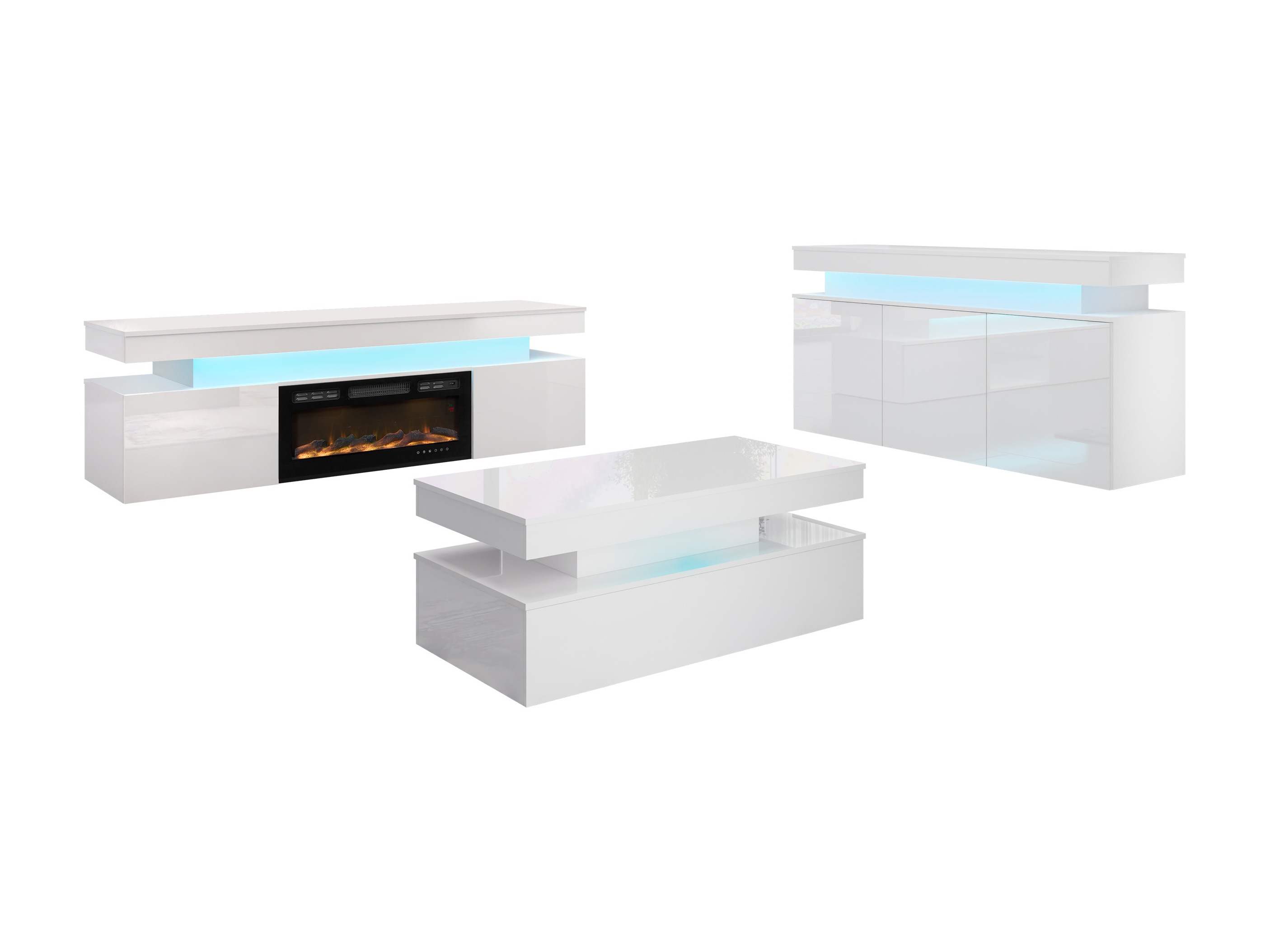 Living room set Monfero 106 (White + Glossy white)