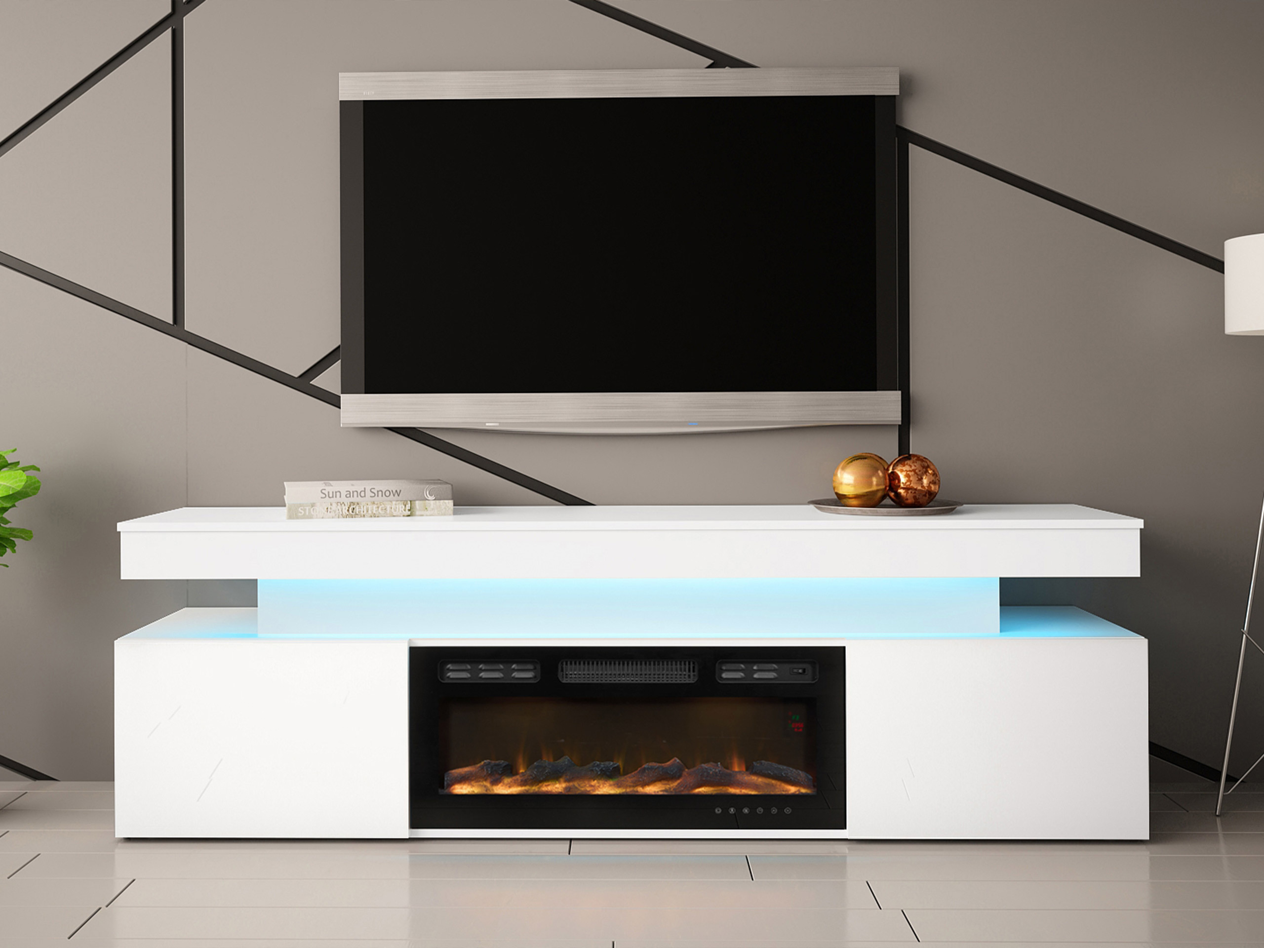 TV stand Monfero 104 (White + Glossy white)