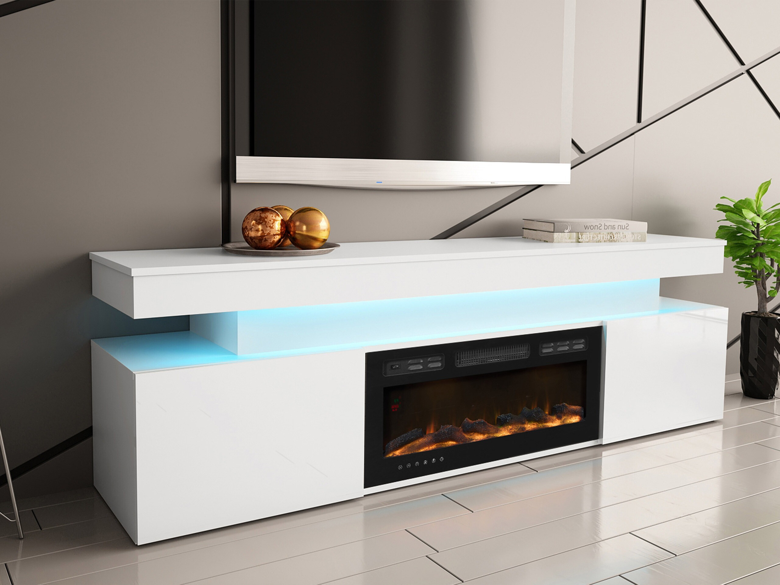 TV stand Monfero 104 (White + Glossy white)