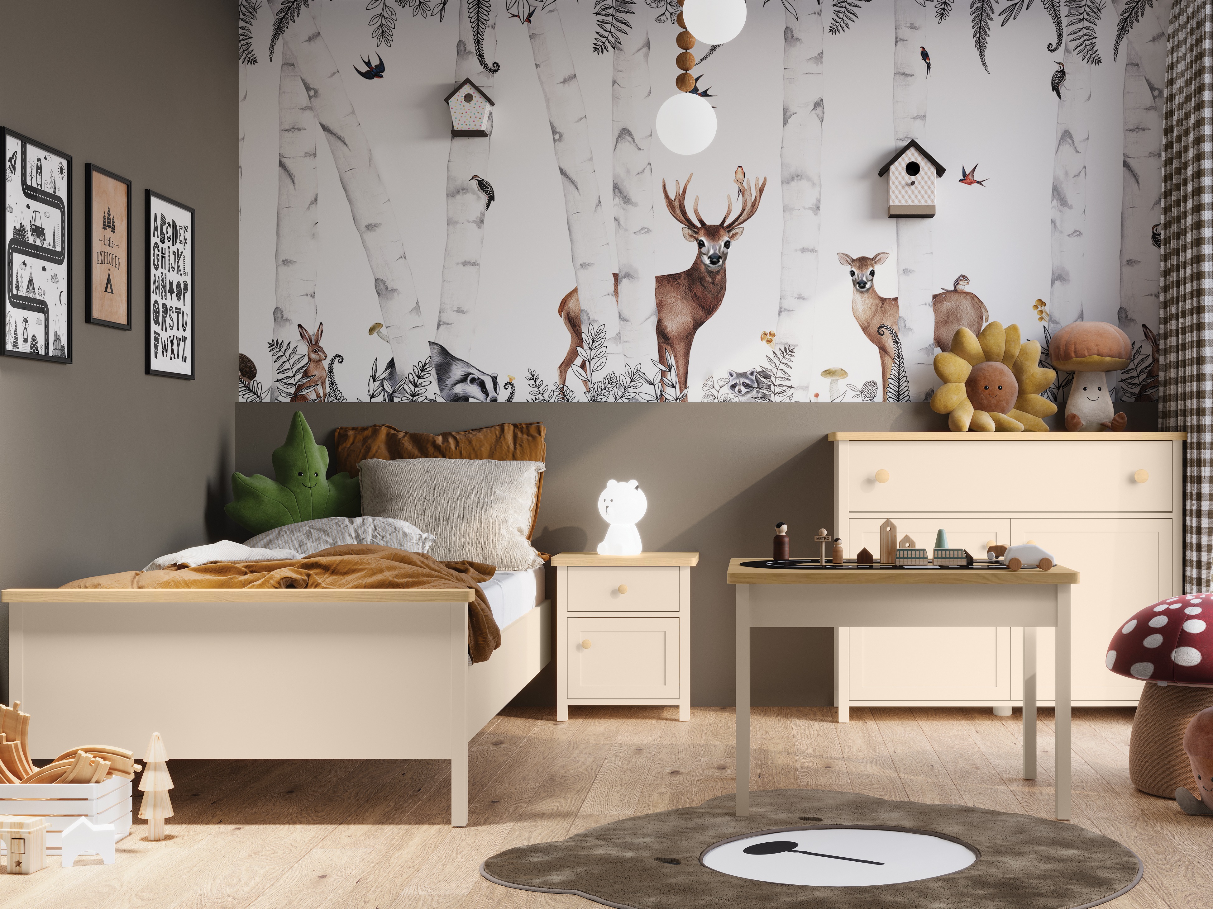 Bed Romelbo 148 (Beige + Oak)