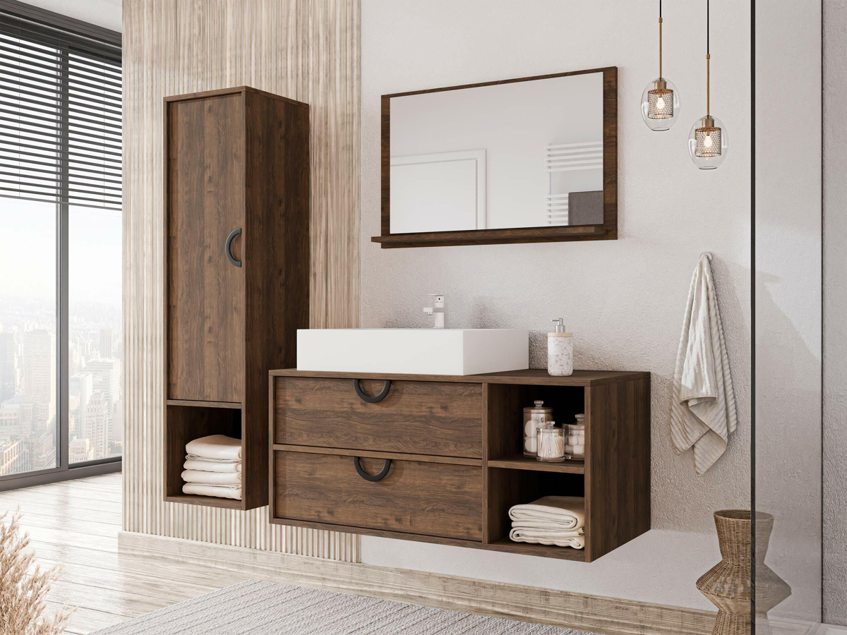 Wall-mounted bathroom cabinet Providence 194 (Walnut)