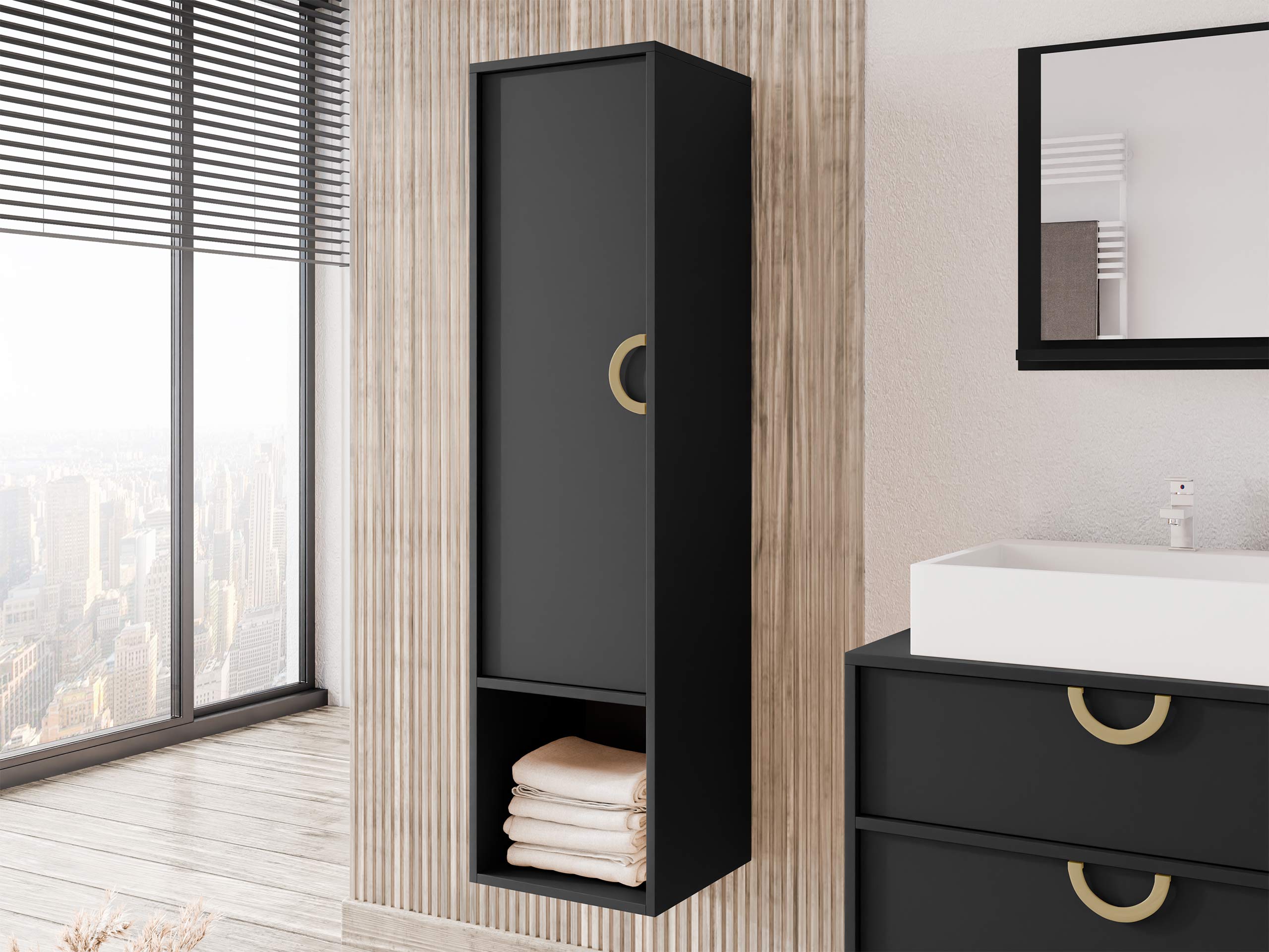 Wall-mounted bathroom cabinet Sodalis (Black)