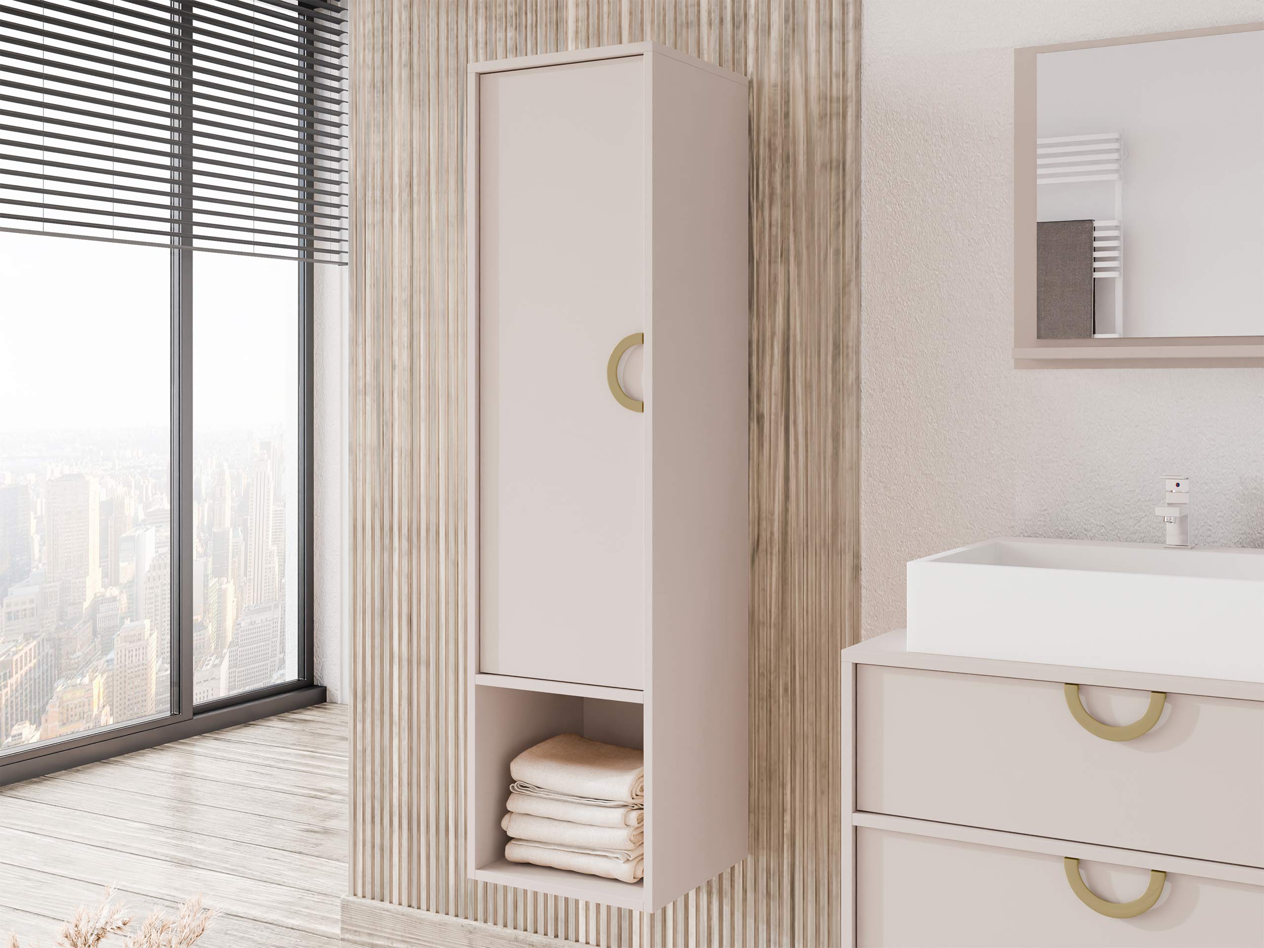 Wall-mounted bathroom cabinet Sodalis (Cashmere)