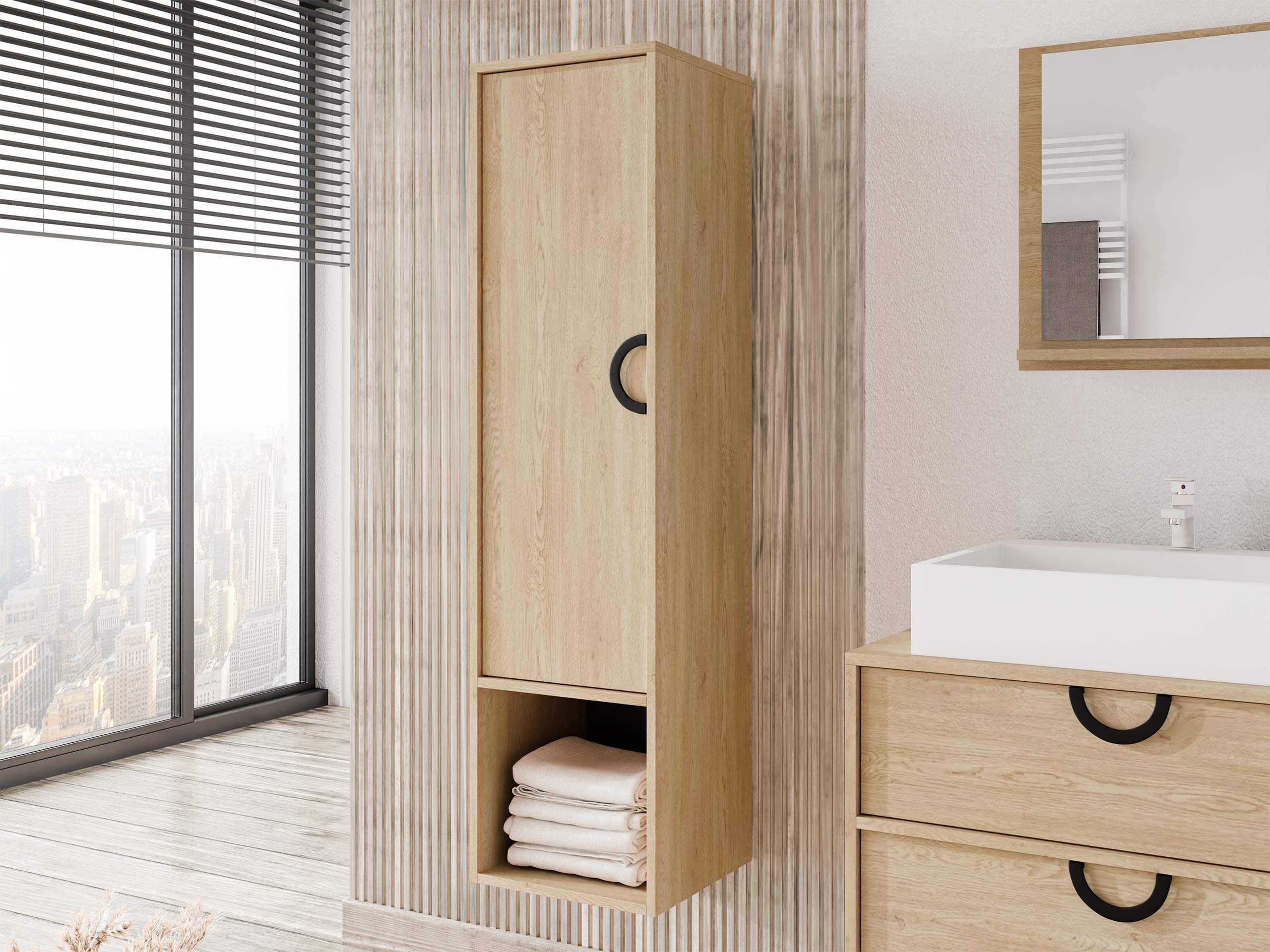 Wall-mounted bathroom cabinet Sodalis (Oak)
