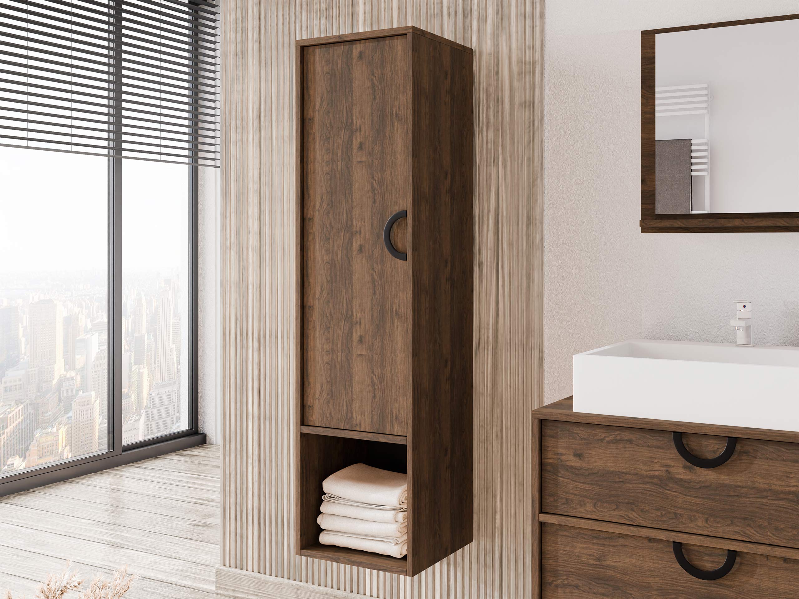 Wall-mounted bathroom cabinet Sodalis (Walnut)