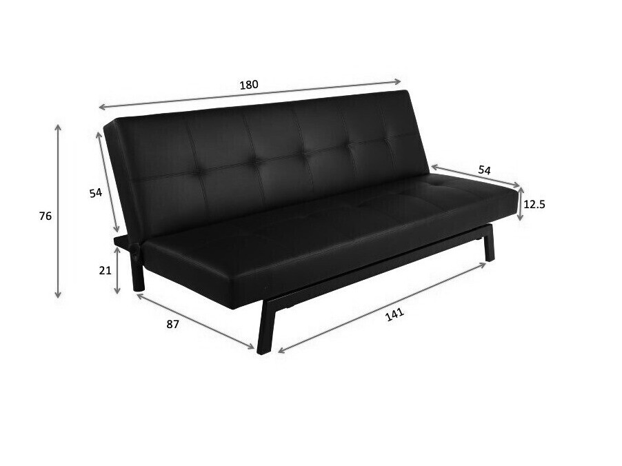Sofa bed Dallas 1710 (Dark grey + Black)