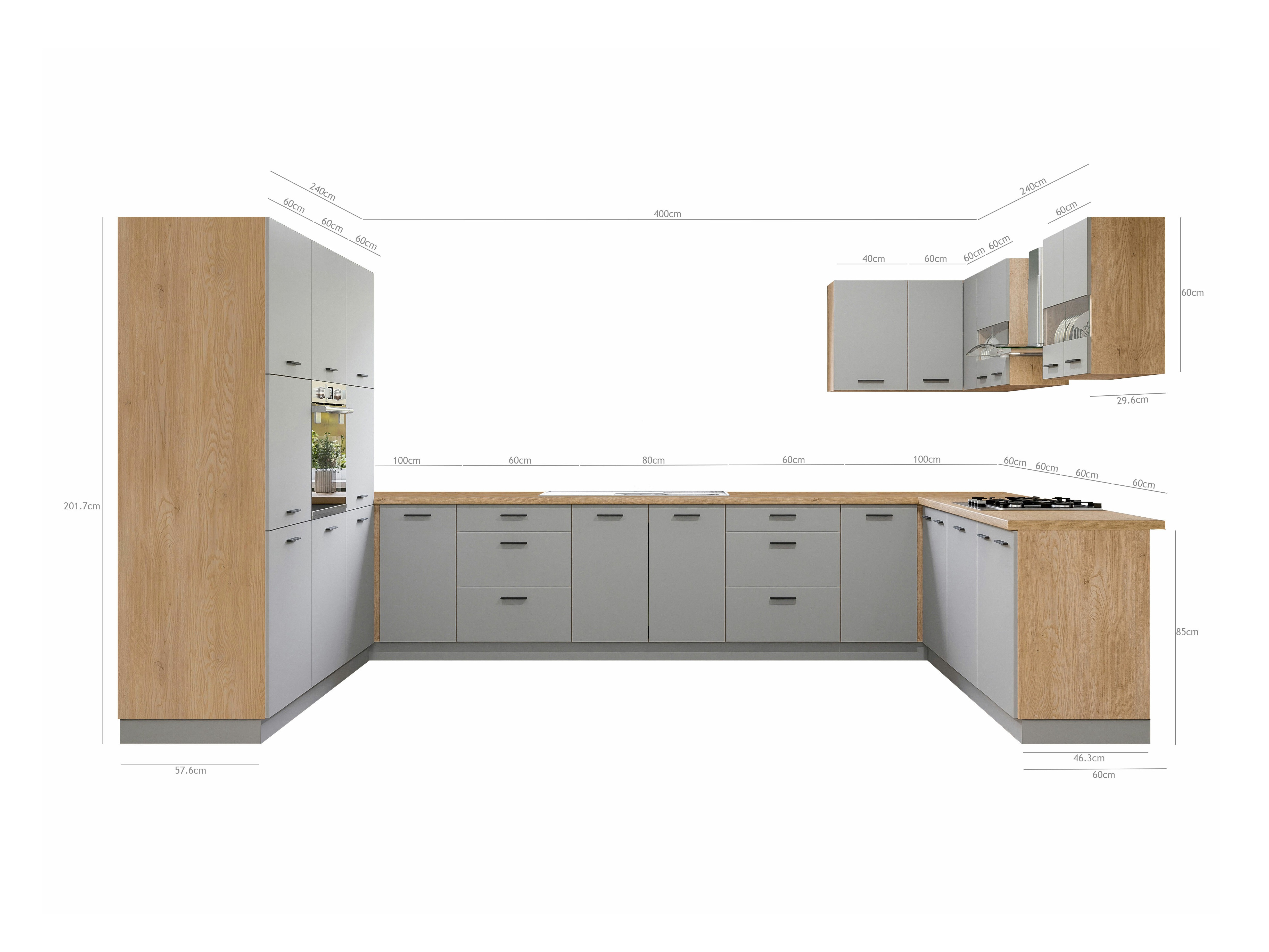 Modular kitchen set Ati Grey 132