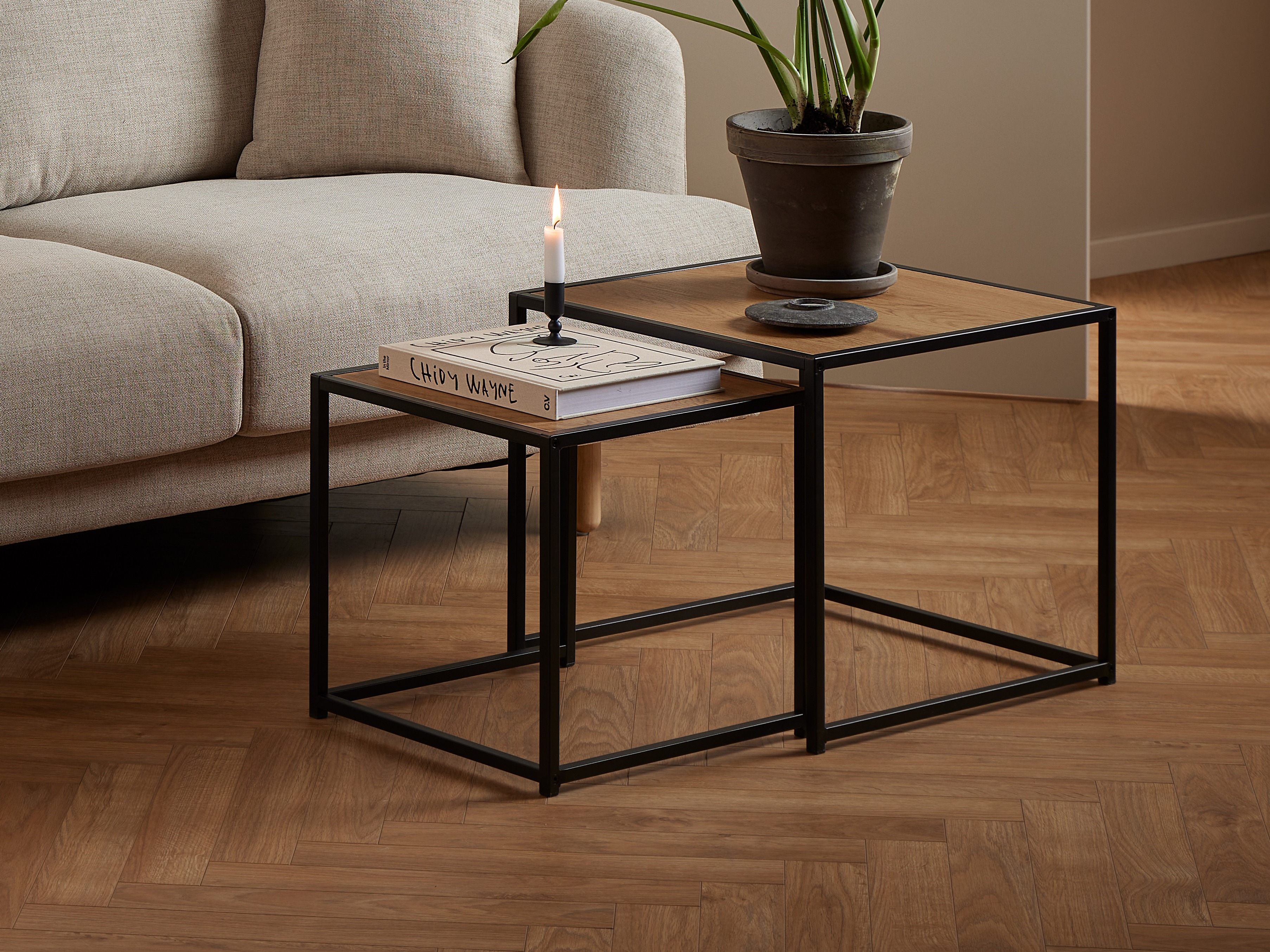 Nest of side tables Norsica 461 (Wild oak + Black)