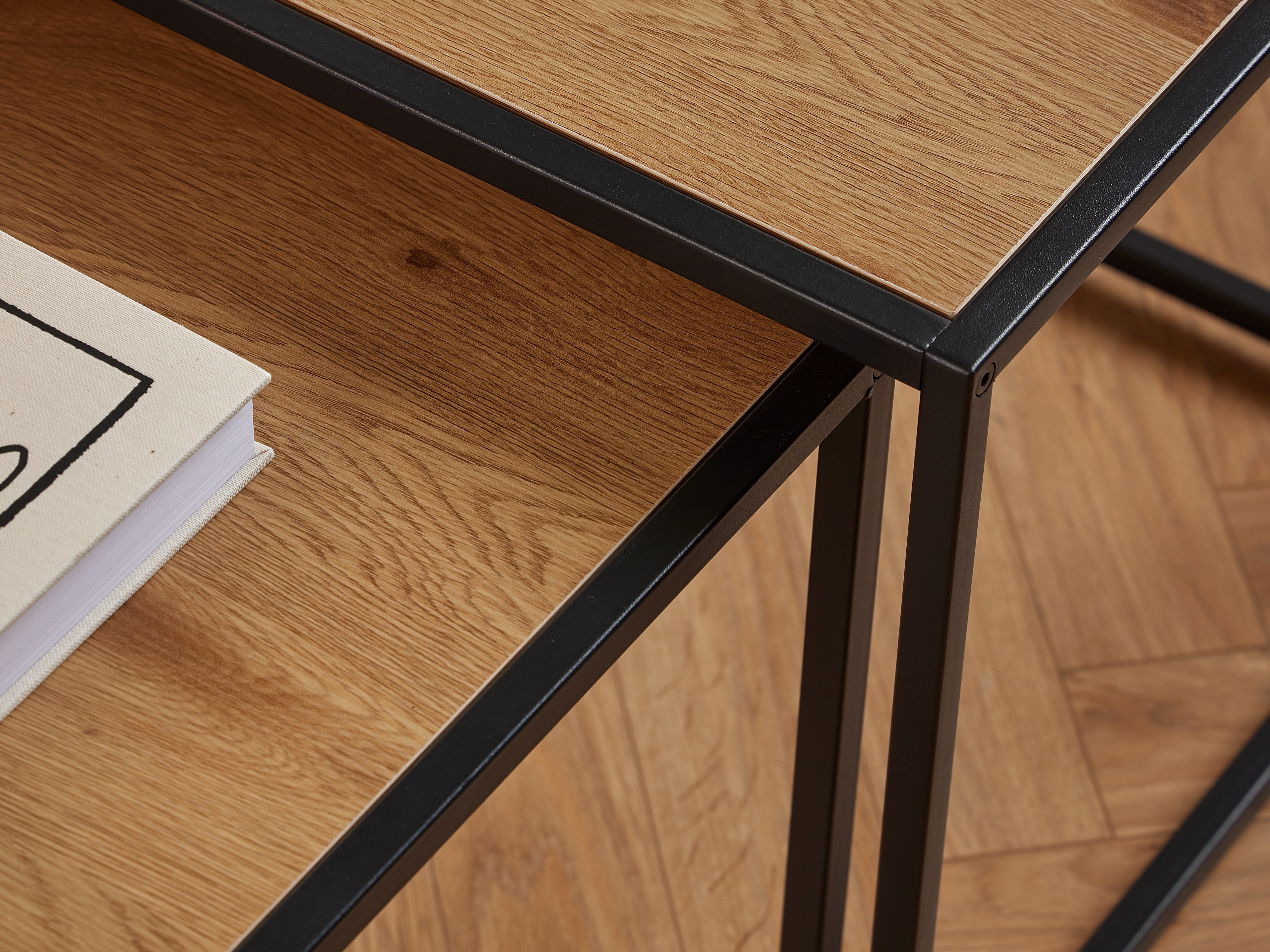 Nest of side tables Norsica 461 (Wild oak + Black)