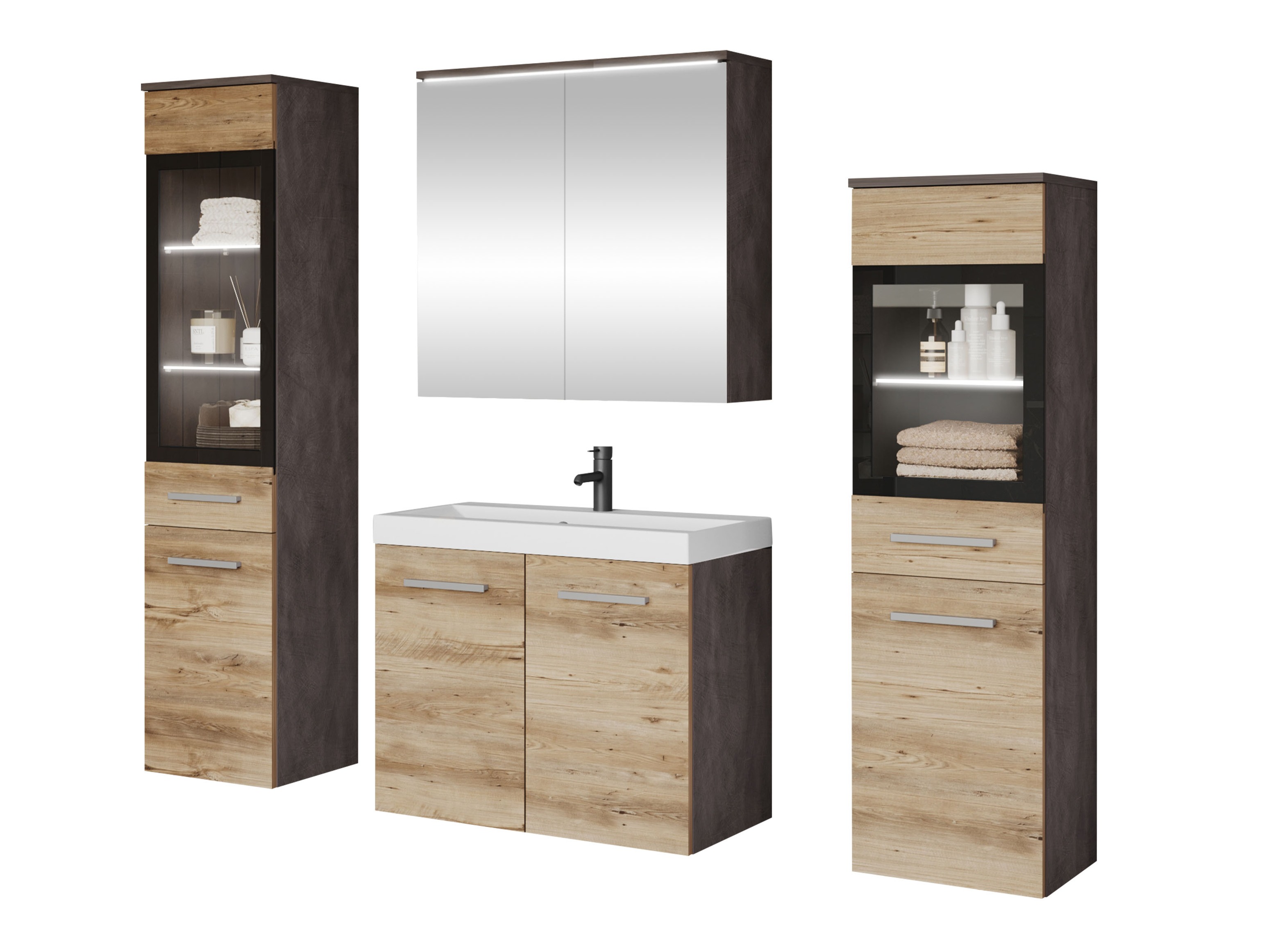 Bathroom set Scientia III (Matera grey + Chestnut)