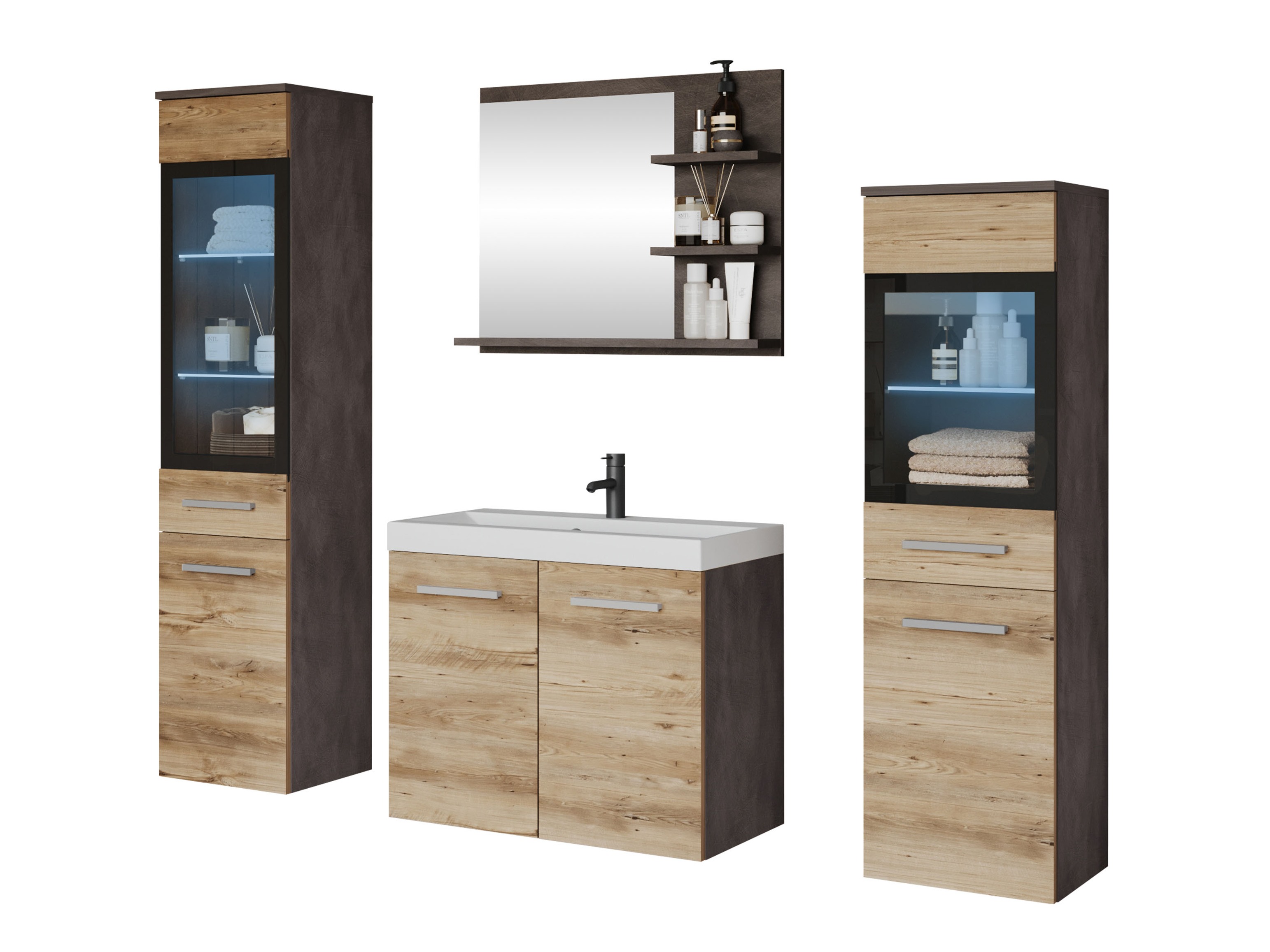 Bathroom set Scientia IV (Matera grey + Chestnut)