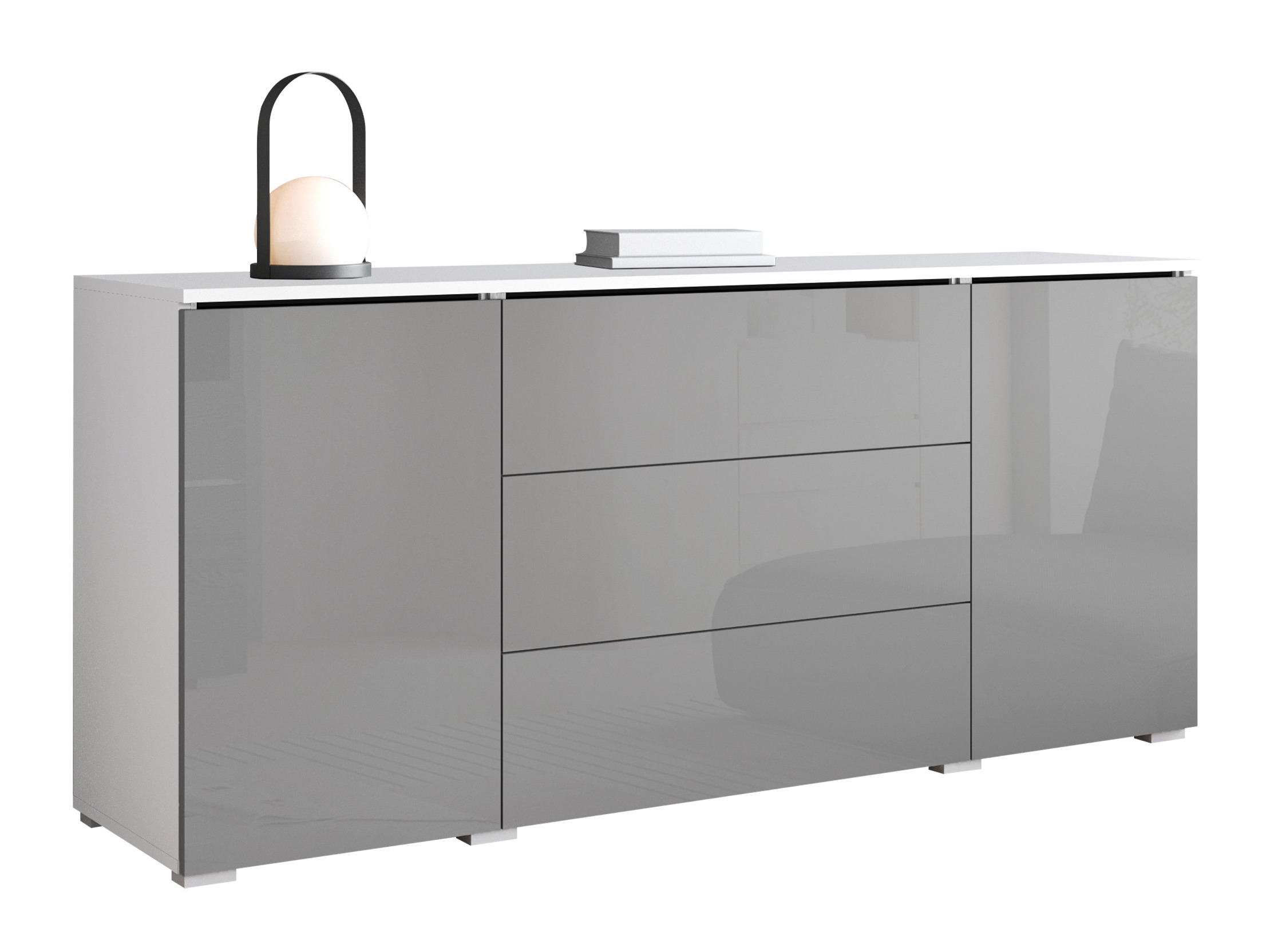 Chest of drawers Mirfivo 102 (Glossy grey)