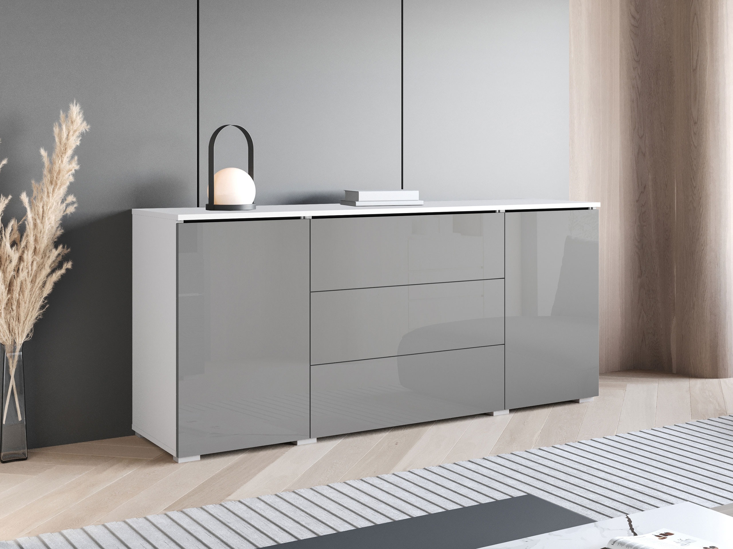 Chest of drawers Mirfivo 102 (Glossy grey)