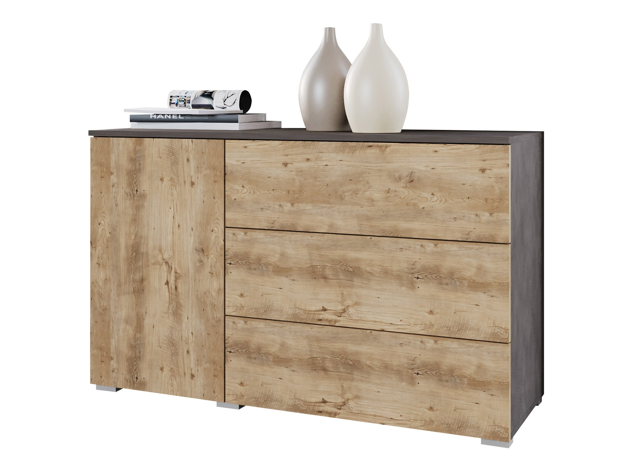 Chest of drawers Sarasota 128 (Matera grey + Chestnut)