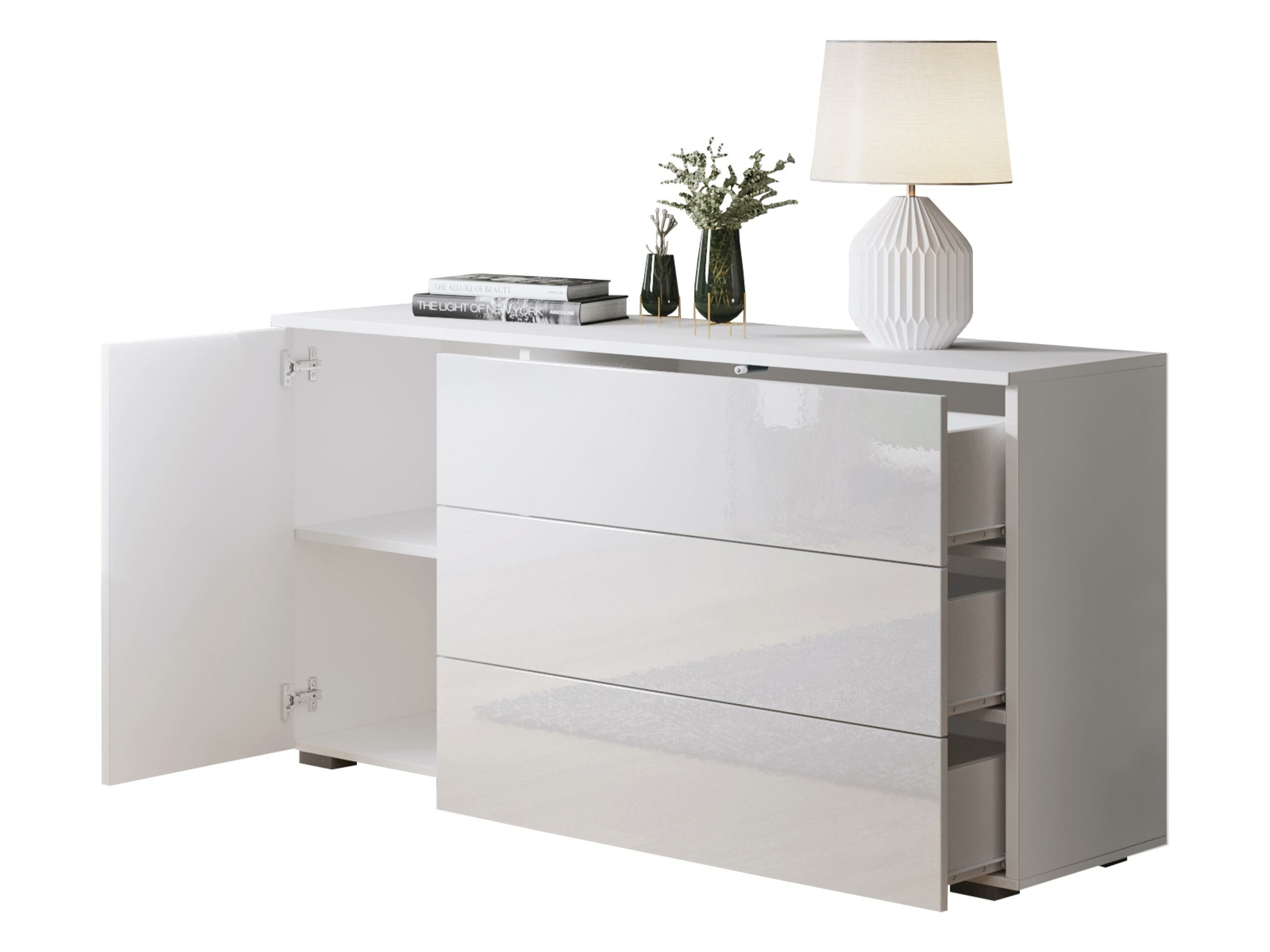 Chest of drawers Sarasota 128 (Wotan Oak + Glossy white)