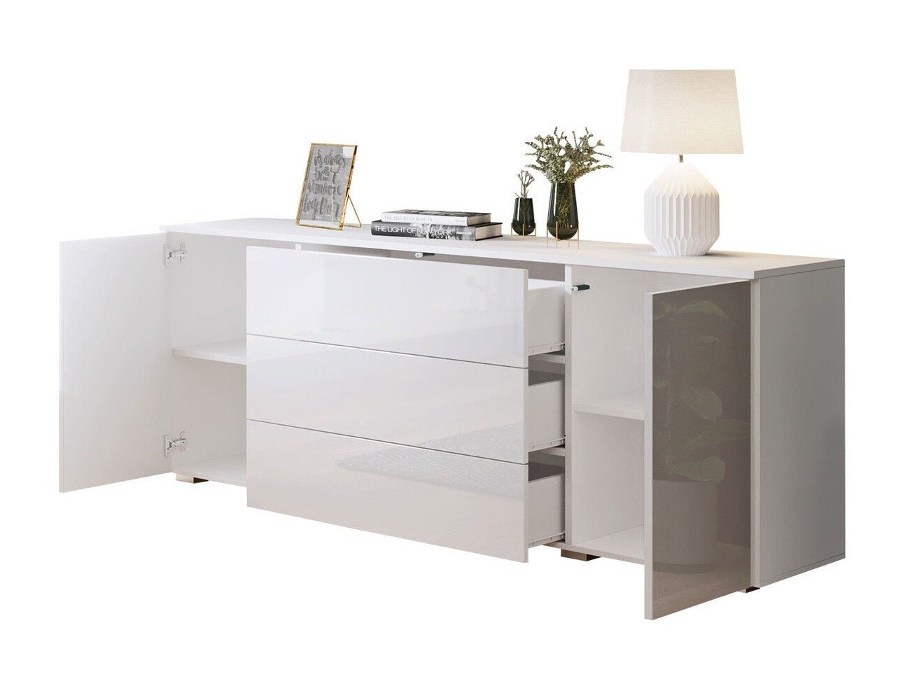 Chest of drawers Sarasota 129 (Wotan Oak + Glossy white)