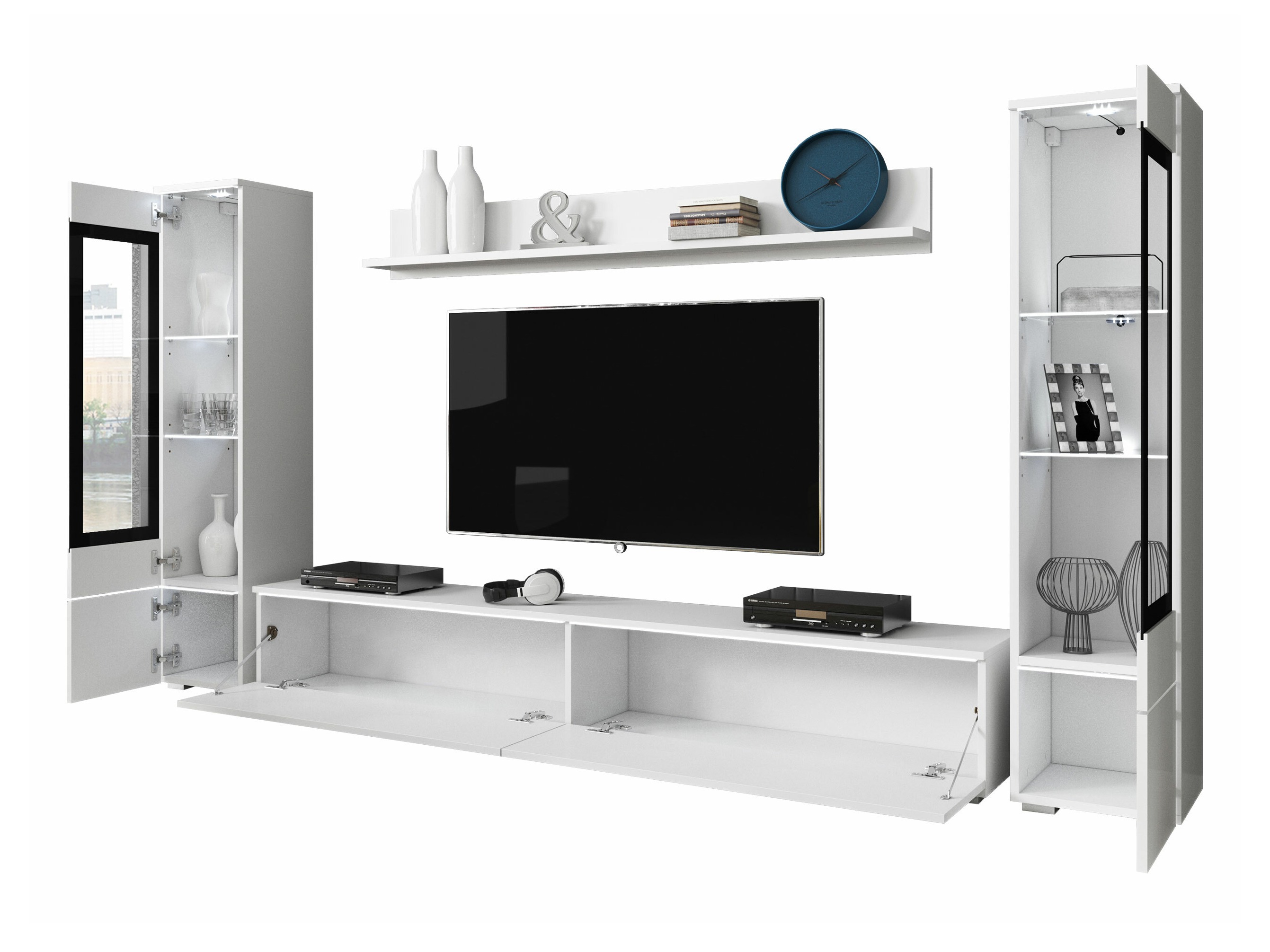 Living room set Mirfivo 101 (Matera grey + Glossy white)