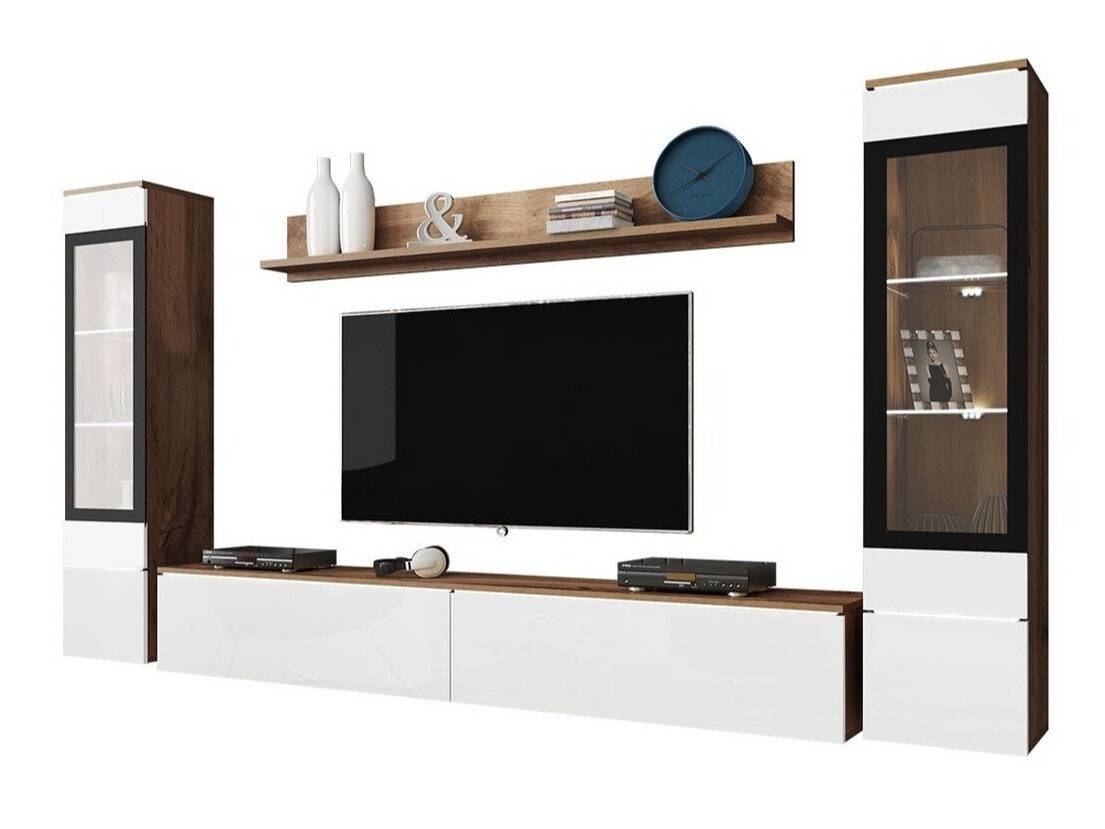 Living room set Mirfivo 101 (Wotan Oak + Glossy white)
