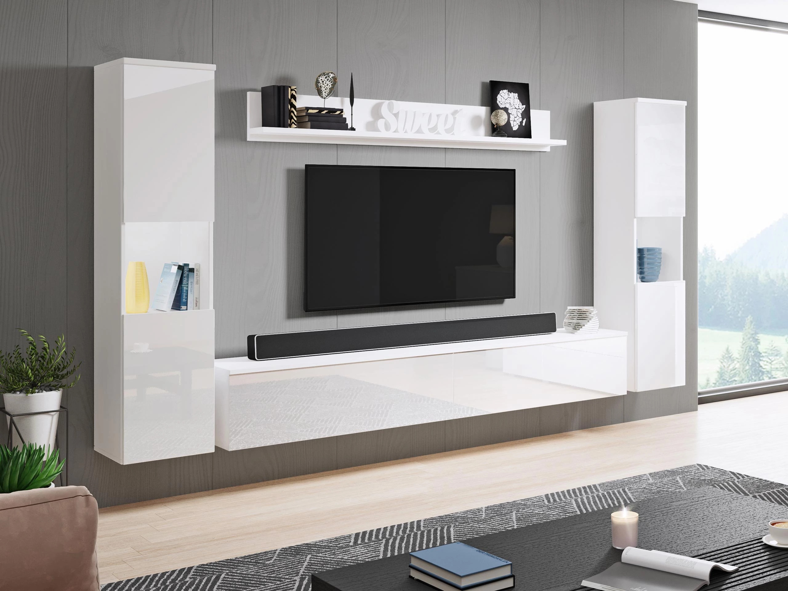 Living room set Sarasota 131 (White + Glossy white)