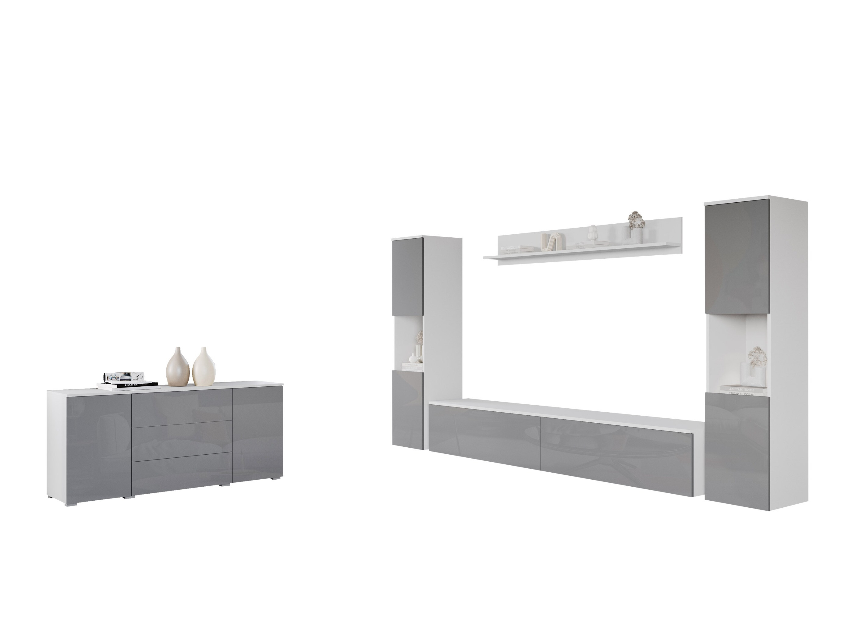 Living room set Sarasota 133 (White + Glossy white)