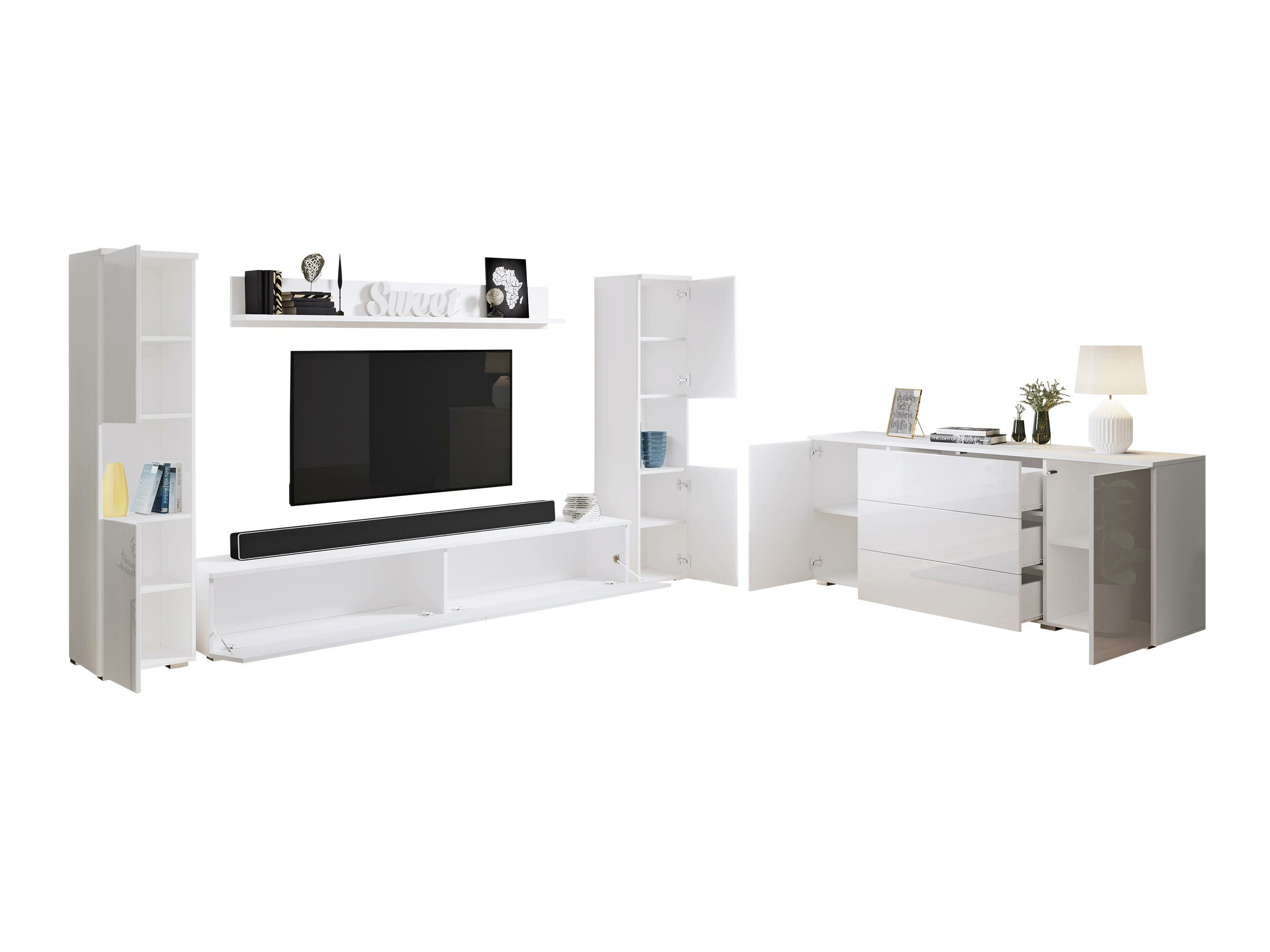 Living room set Sarasota 133 (White + Glossy white)