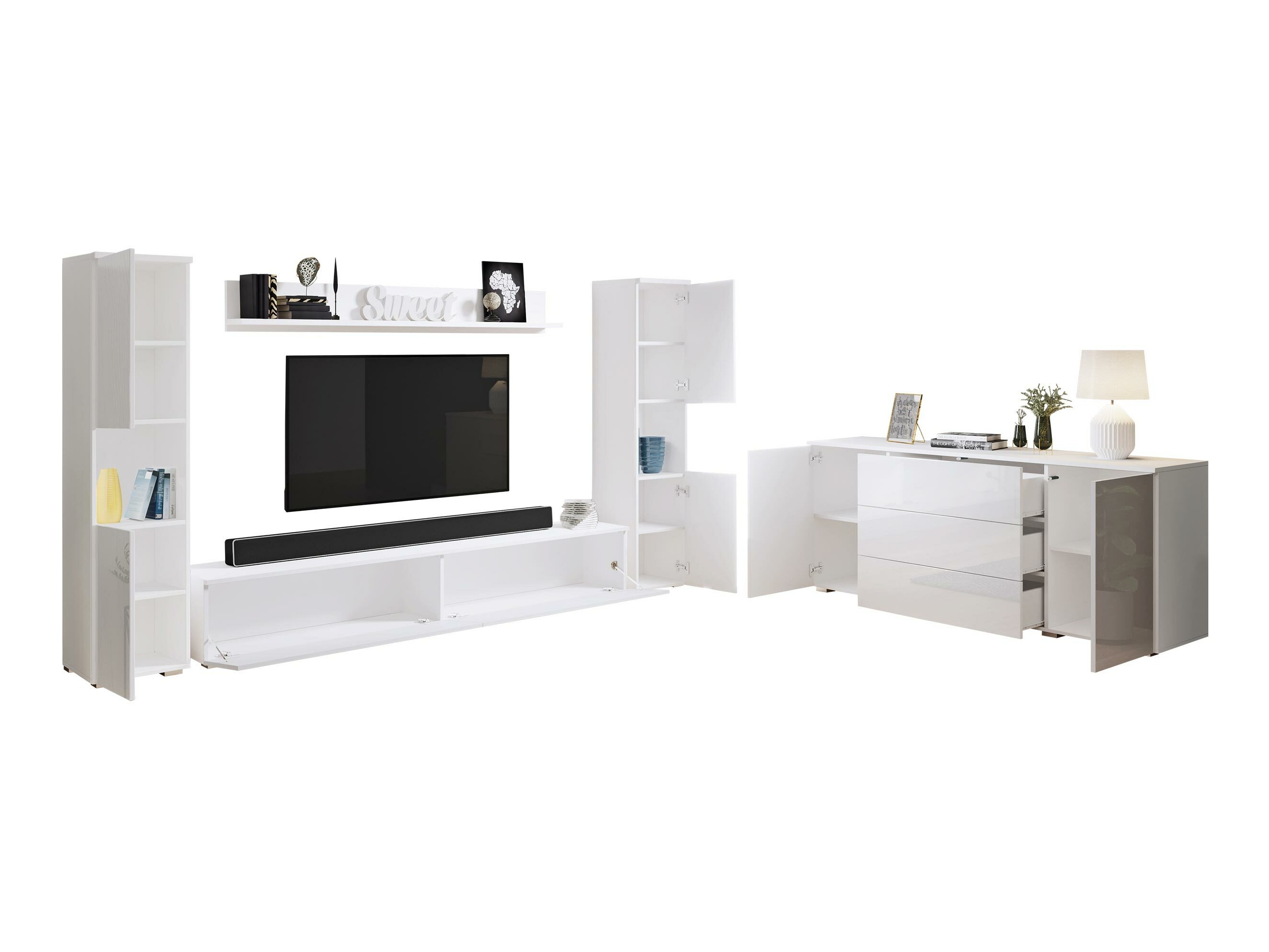 Living room set Sarasota 133 (White + Glossy white)
